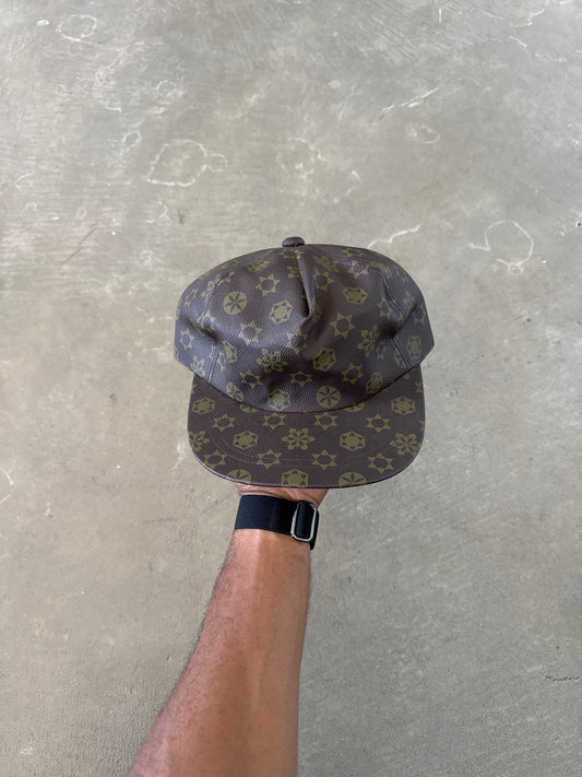 Vintage 90s Monogram Leather Designer Snap Back Hat