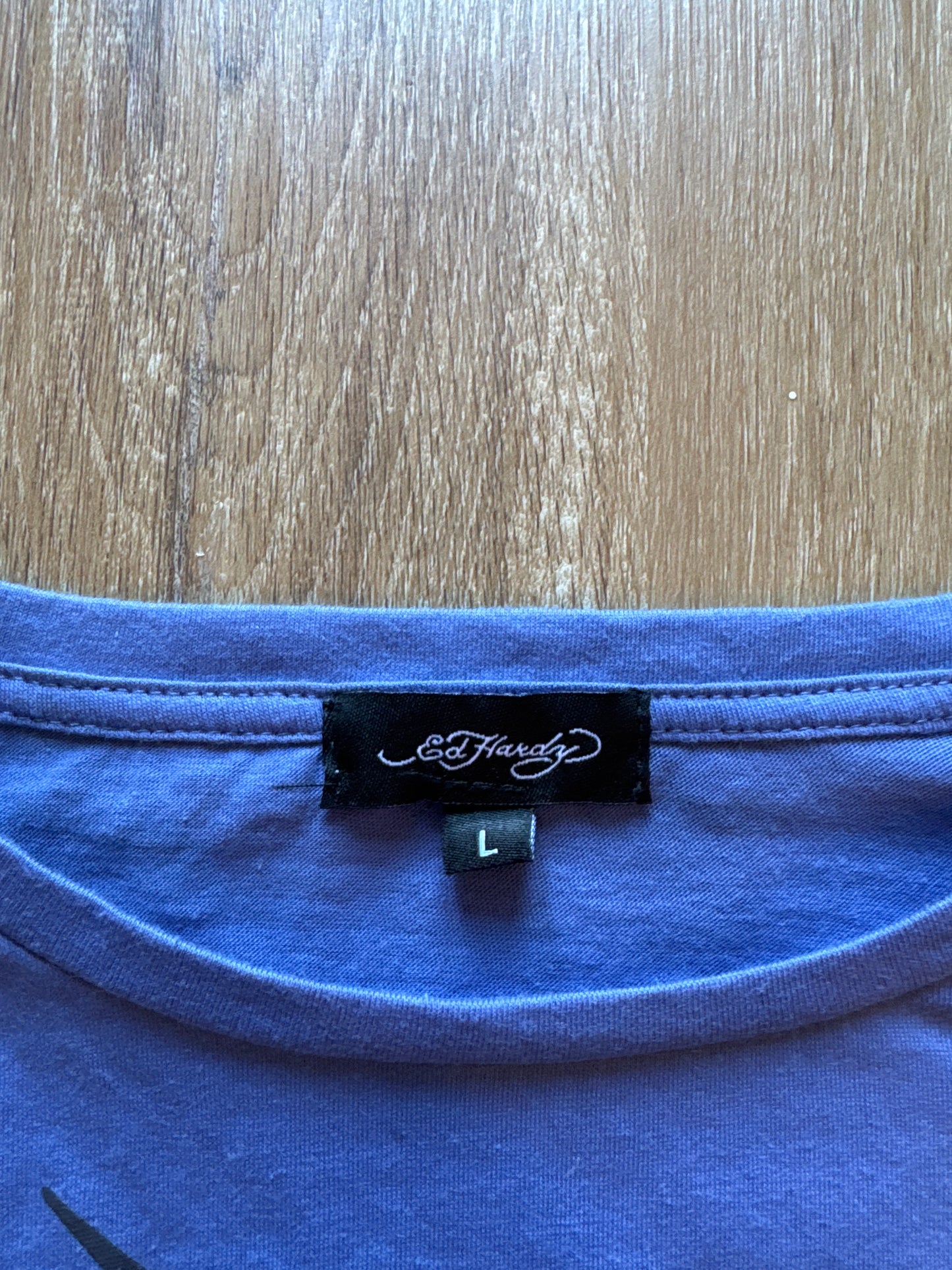 Ed Hardy Swallow 2fer Midnight Long Sleeve Crop Tee