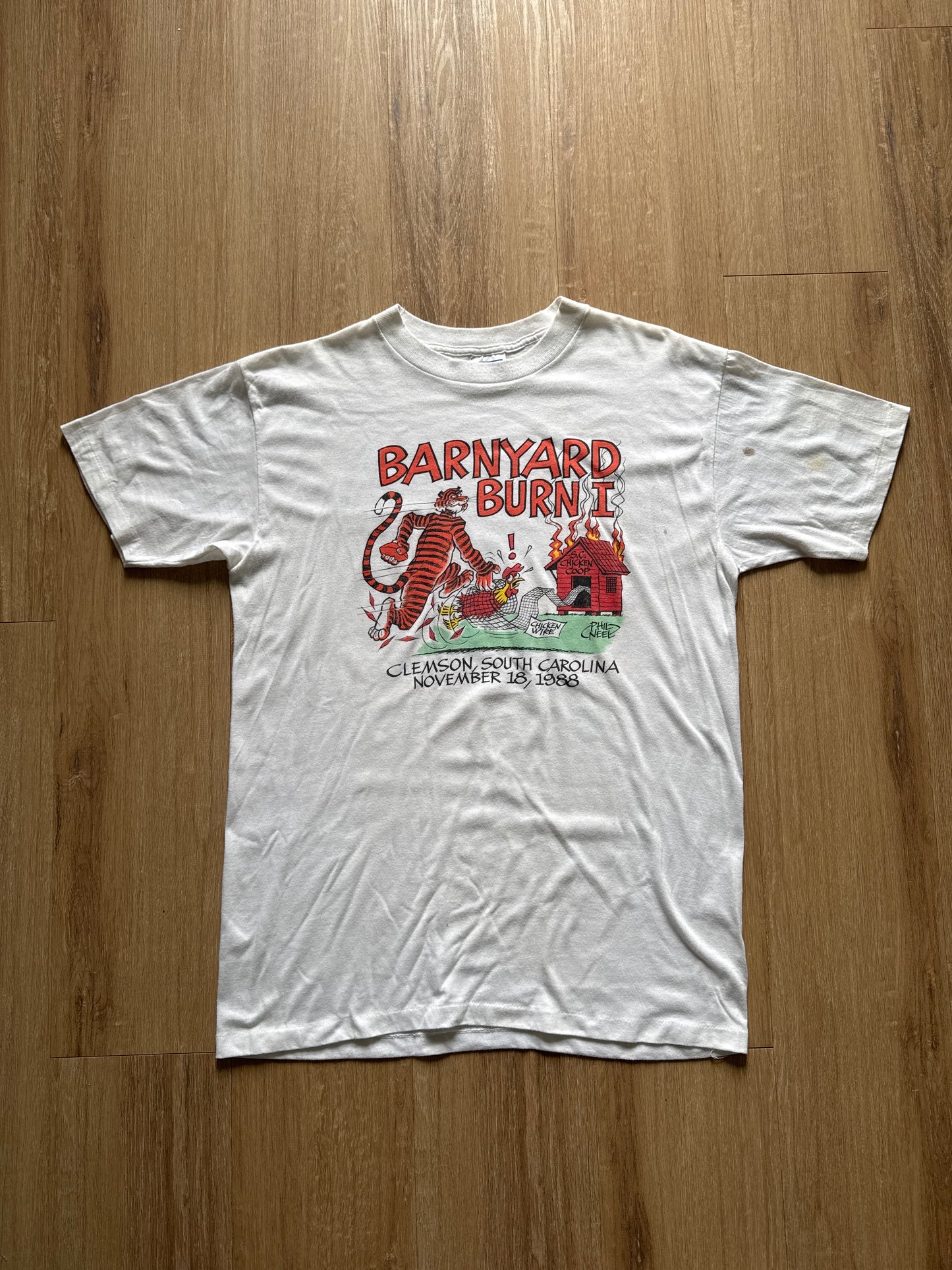 Vintage 1988 University Of Clemson Tigers Barnyard Burn Gamecocks Tee