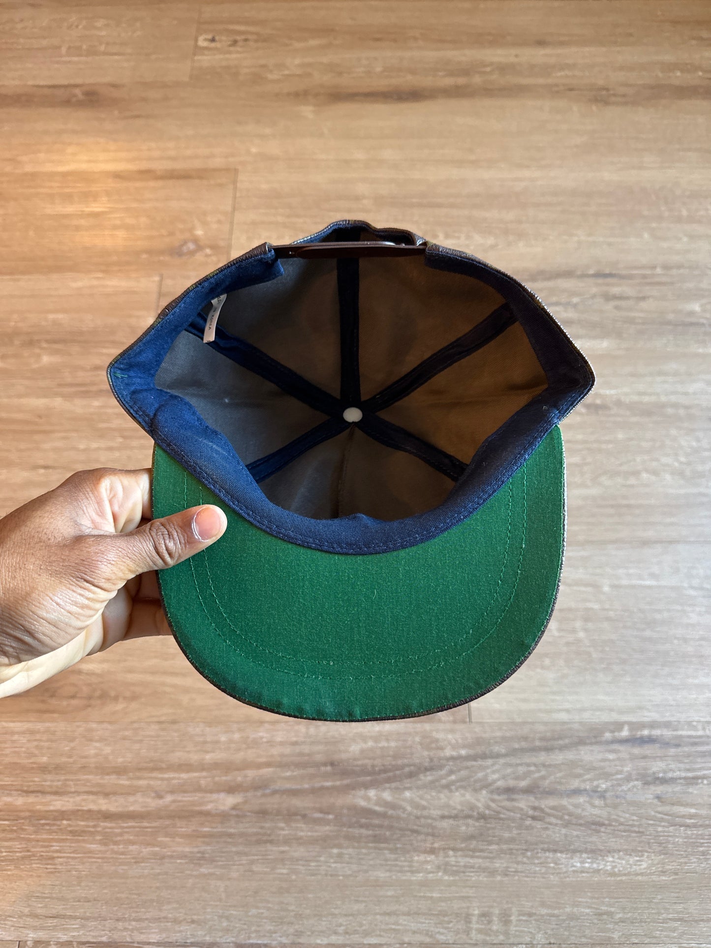 Vintage 90s Monogram Leather Designer Snap Back Hat