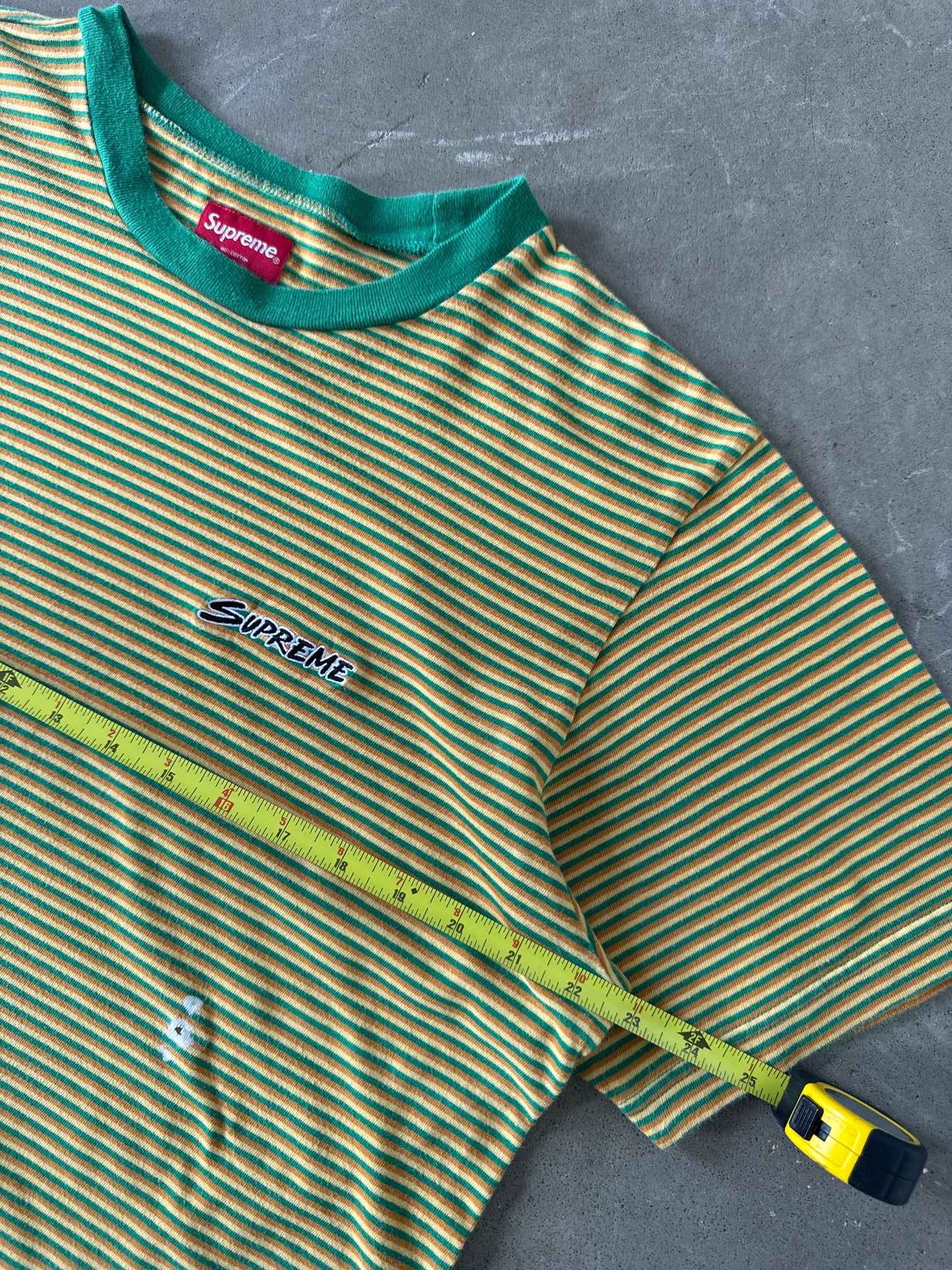 Supreme Multi Stripe Yellow Green Tee