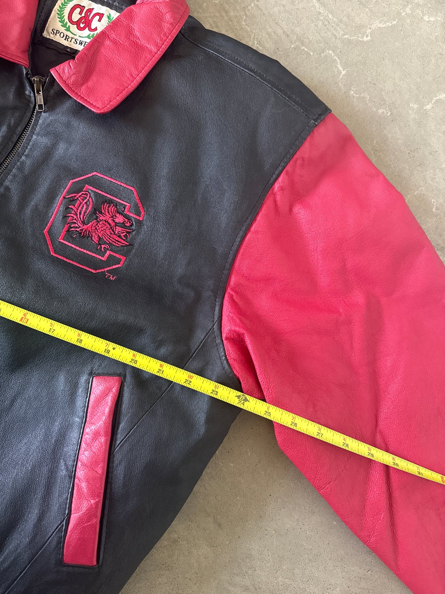 Vintage 90s CSC Sportswear University Of South Carolina Gamecocks Leather Varsity Jacket