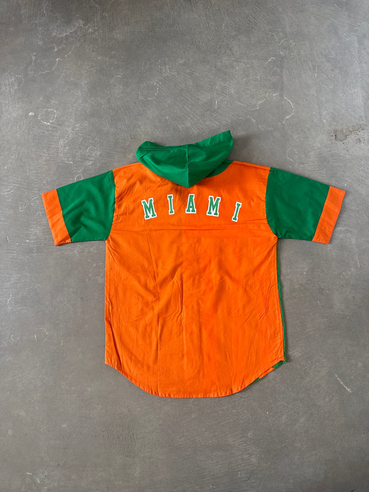 Vintage 90s University Of Miami Hurricanes Hooded Tee Shorts Set