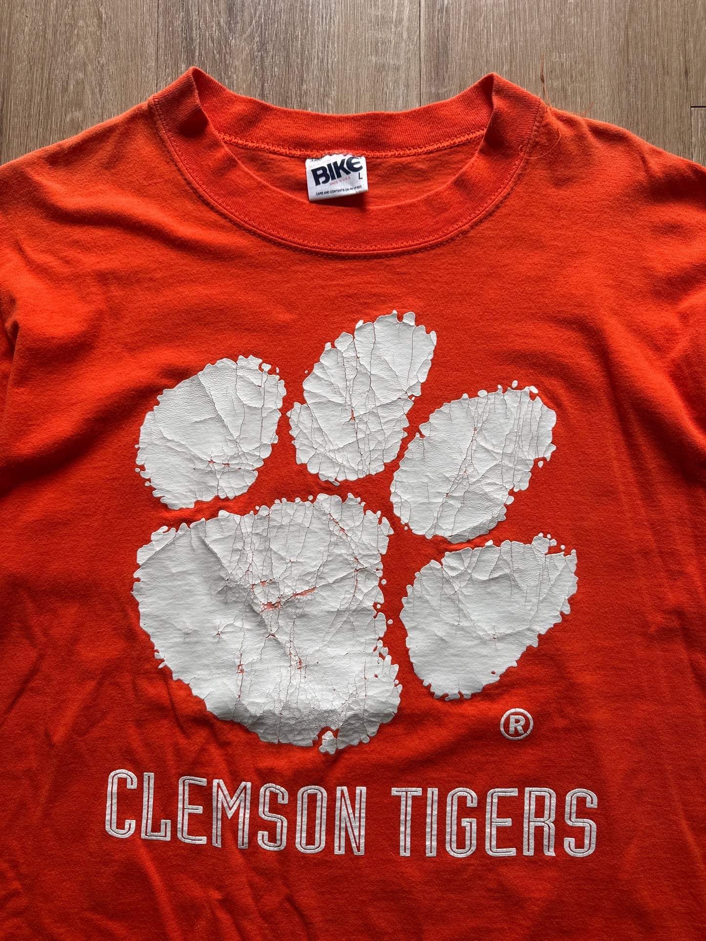 Vintage Bike University Of Clemson Tigers Big Logo Tee