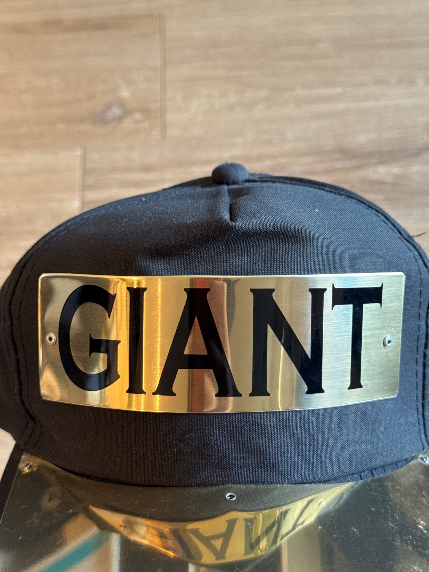 Vintage 90s New York Giants Metal Plate Snap Back Hat