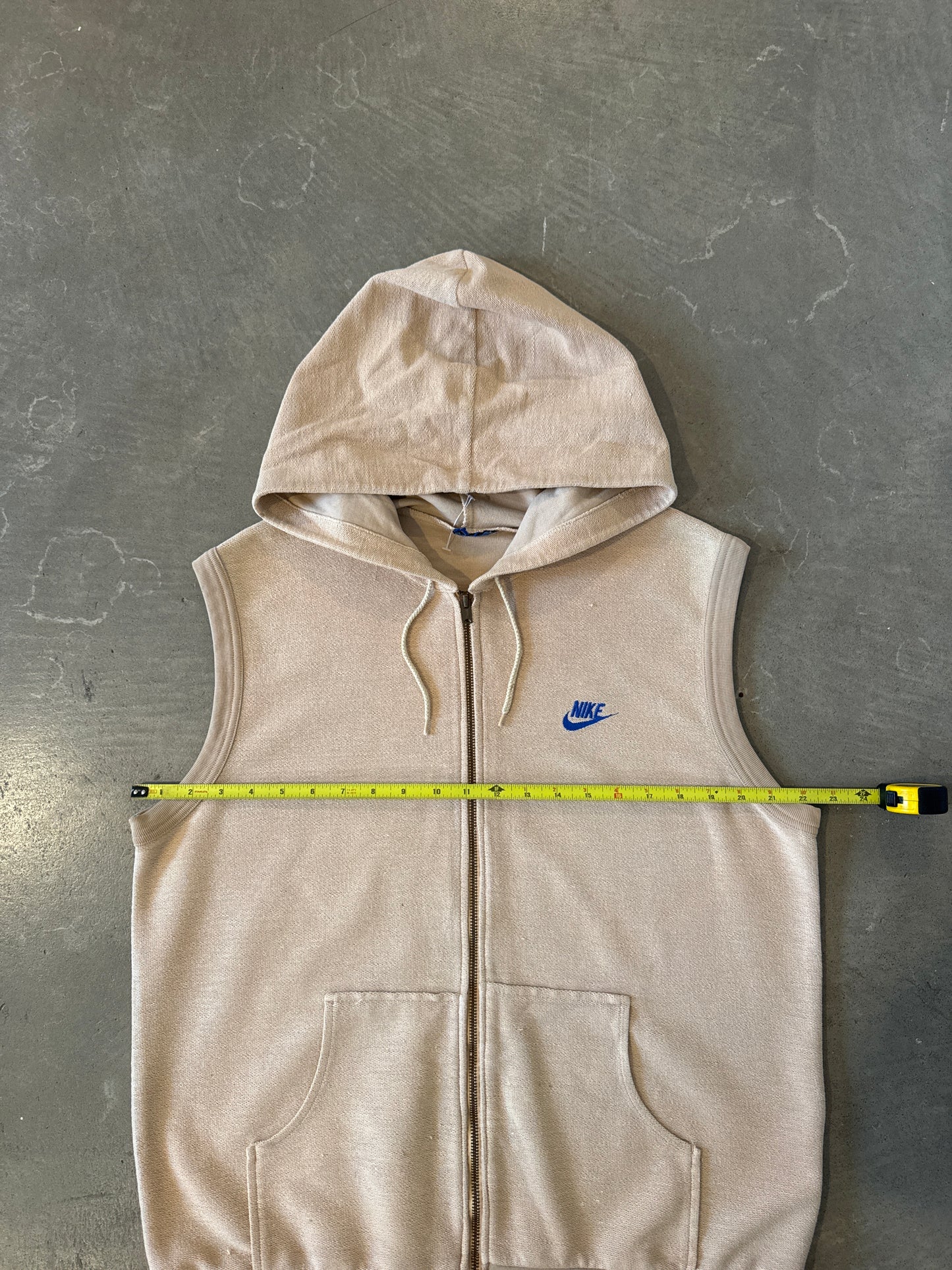 Vintage 80s Nike Blue Tag Sleeveless Terry Cloth Hooded Zip Up Vest