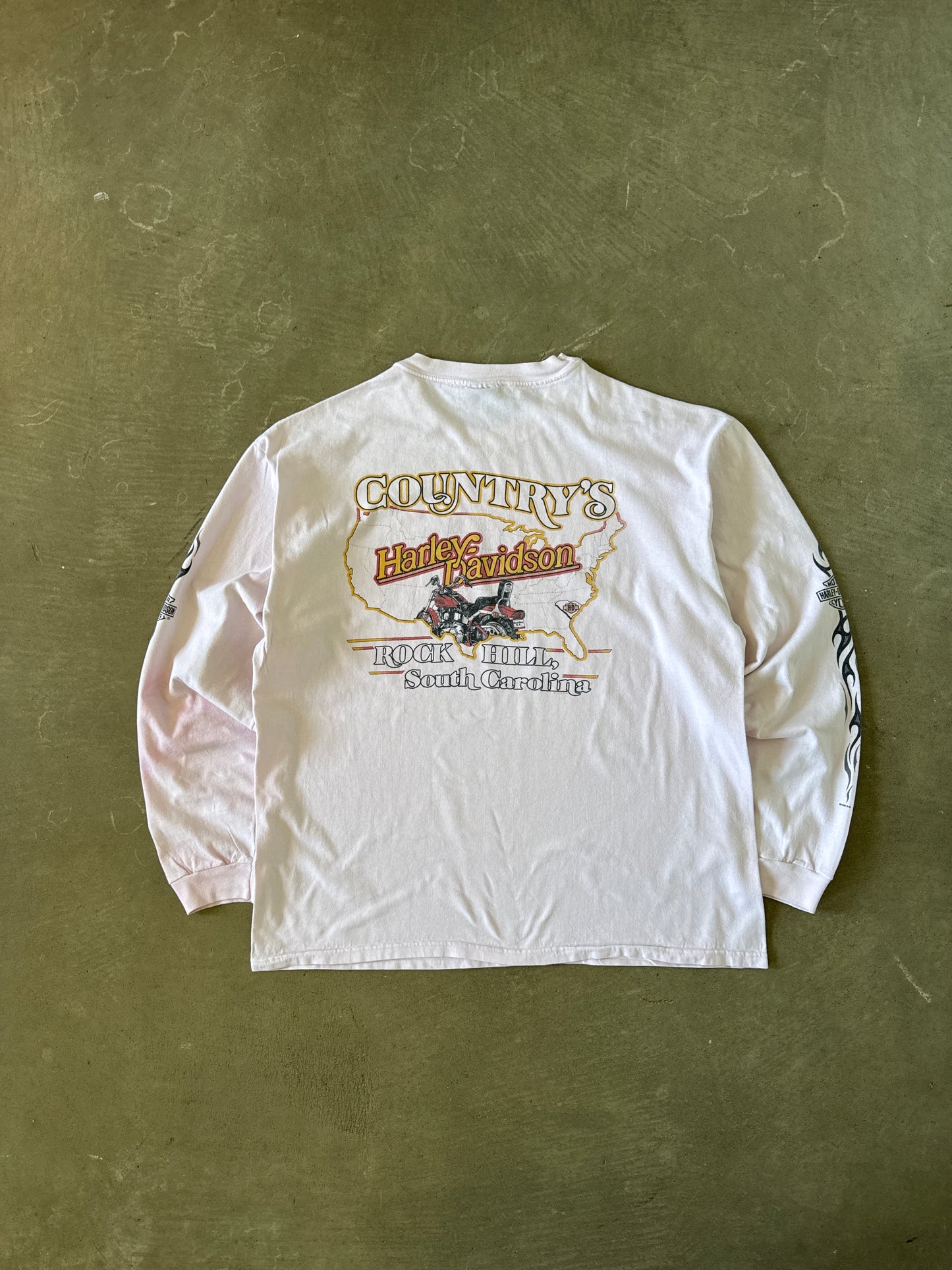 Vintage 1999 Harley Davidson Rock Hill South Carolina Pink Longsleeve