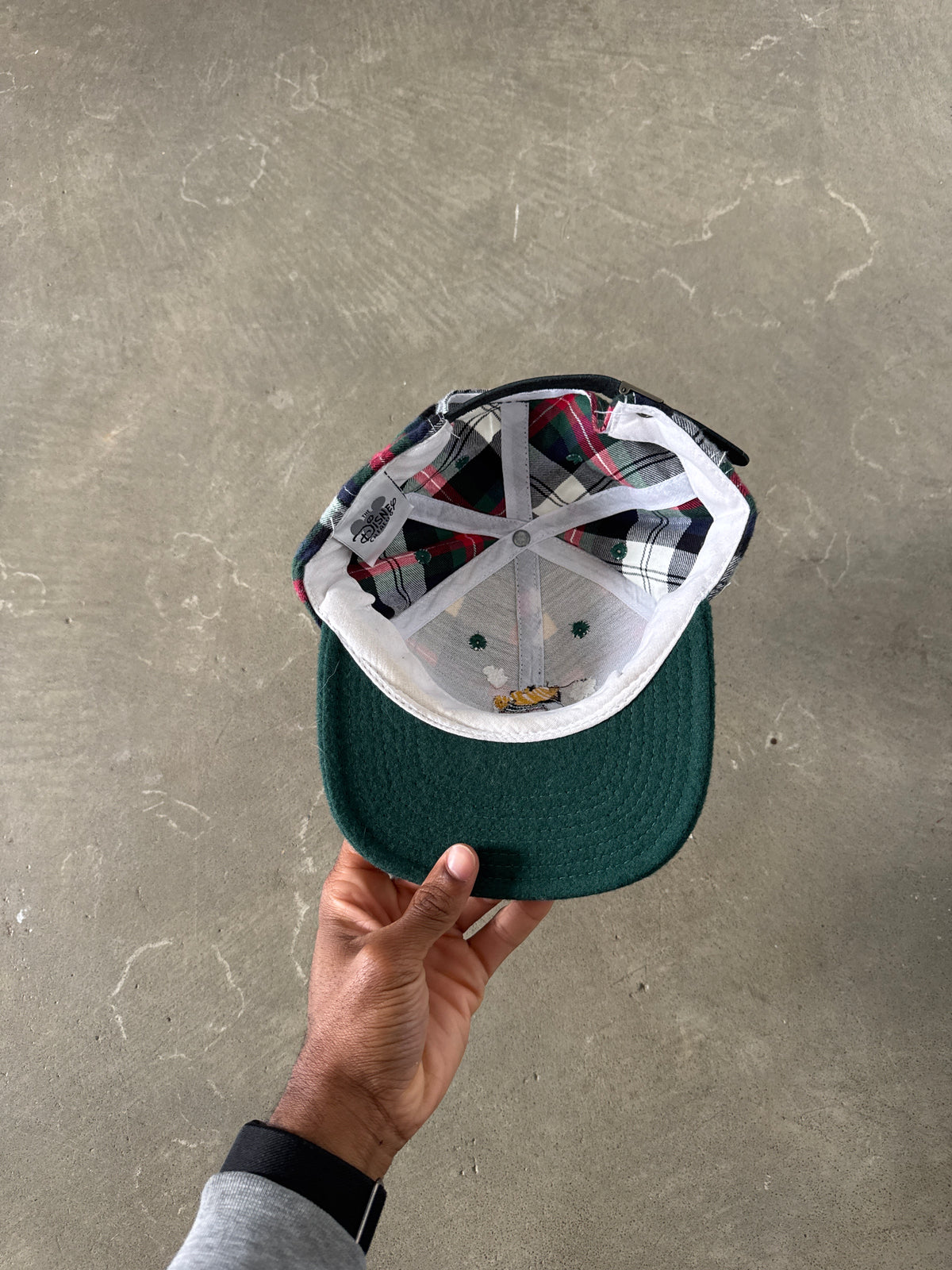 Vintage 90s Mickey Mouse Plaid Leather Strap-back Hat