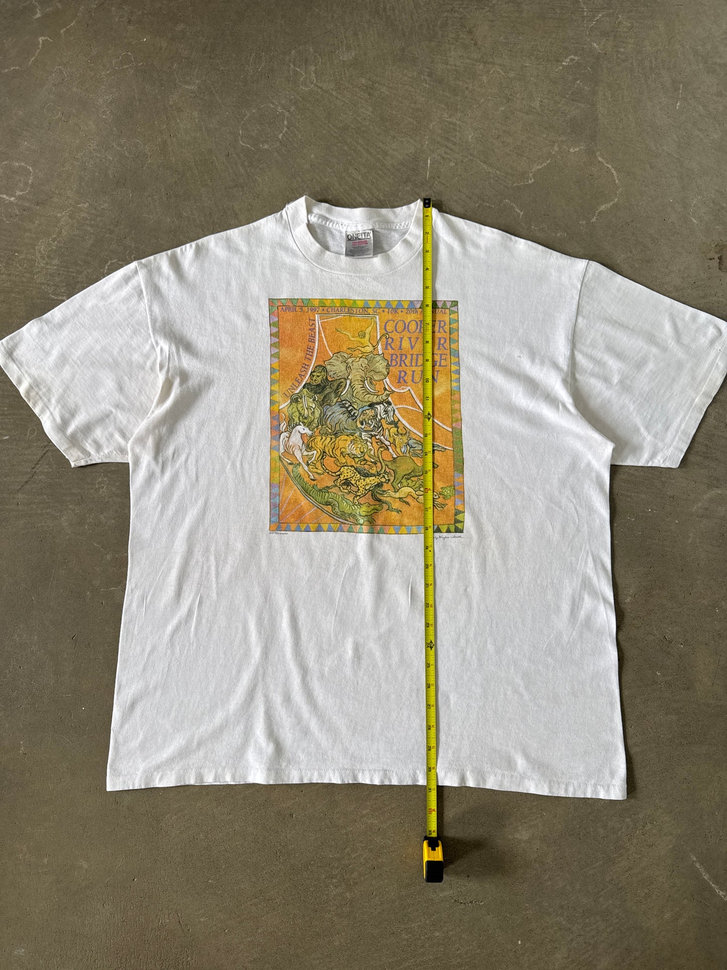 Vintage 1997 Charleston, SC Cooper River Bridge Run Art Tee