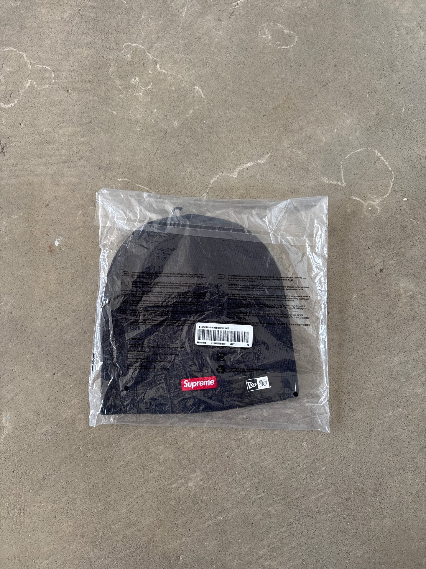 Supreme New Era Rhinestone Navy Beanie