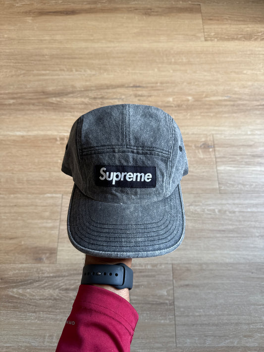 Supreme Denim Camp Cap Washed Black Hat