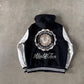True Religion Black Patch Logo Wool Blend Bomber Jacket