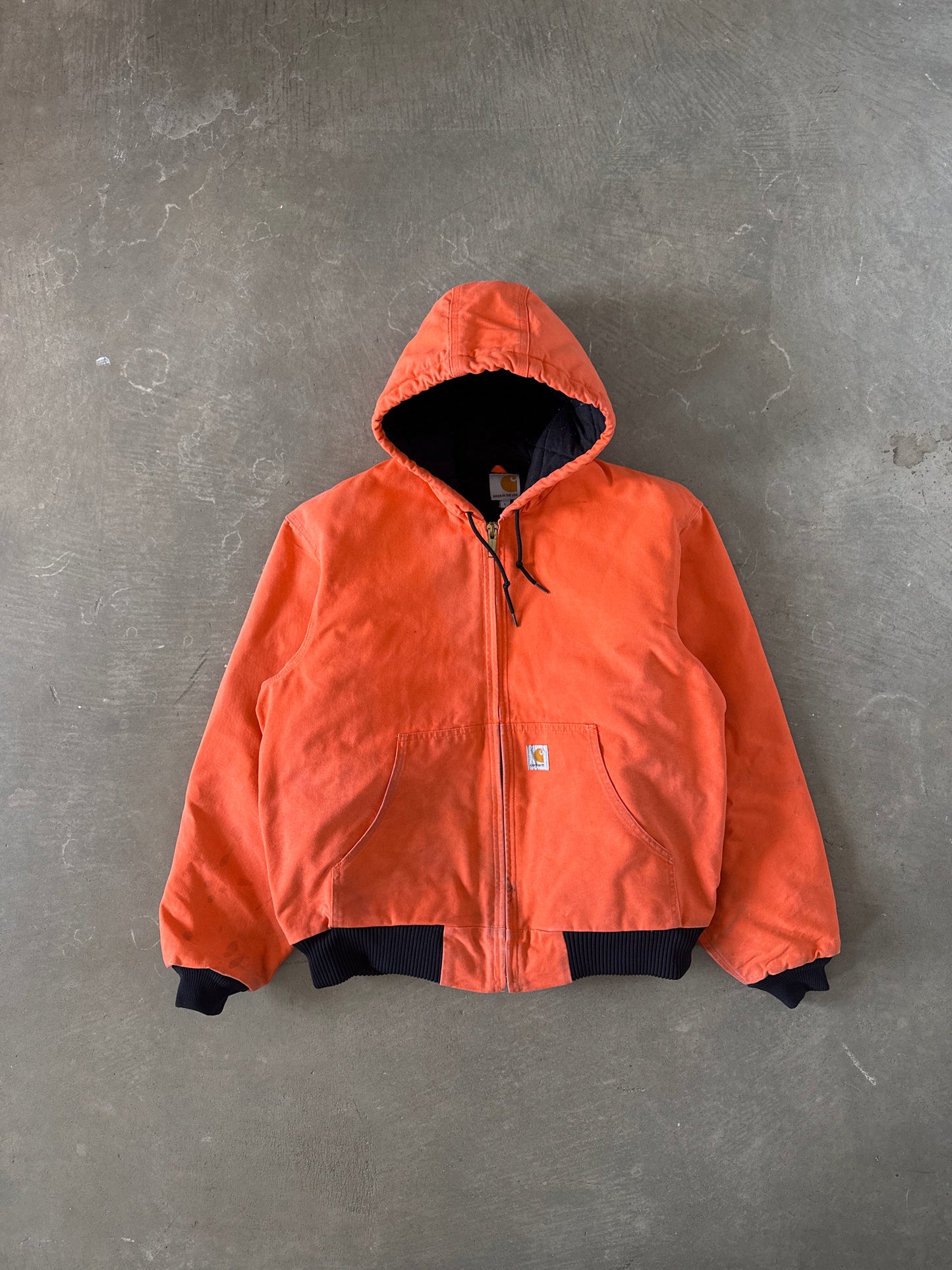 Vintage Carhartt Blaze Orange Active Hooded Work Jacket