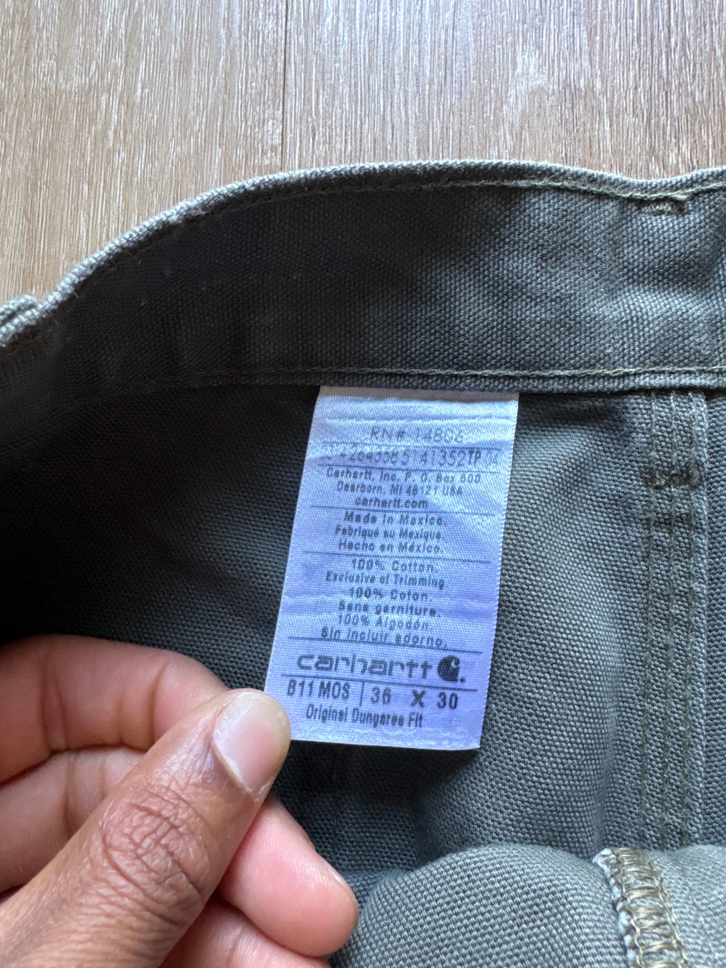 Carhartt Olive Green Original Dungaree Fit Carpenter Pants