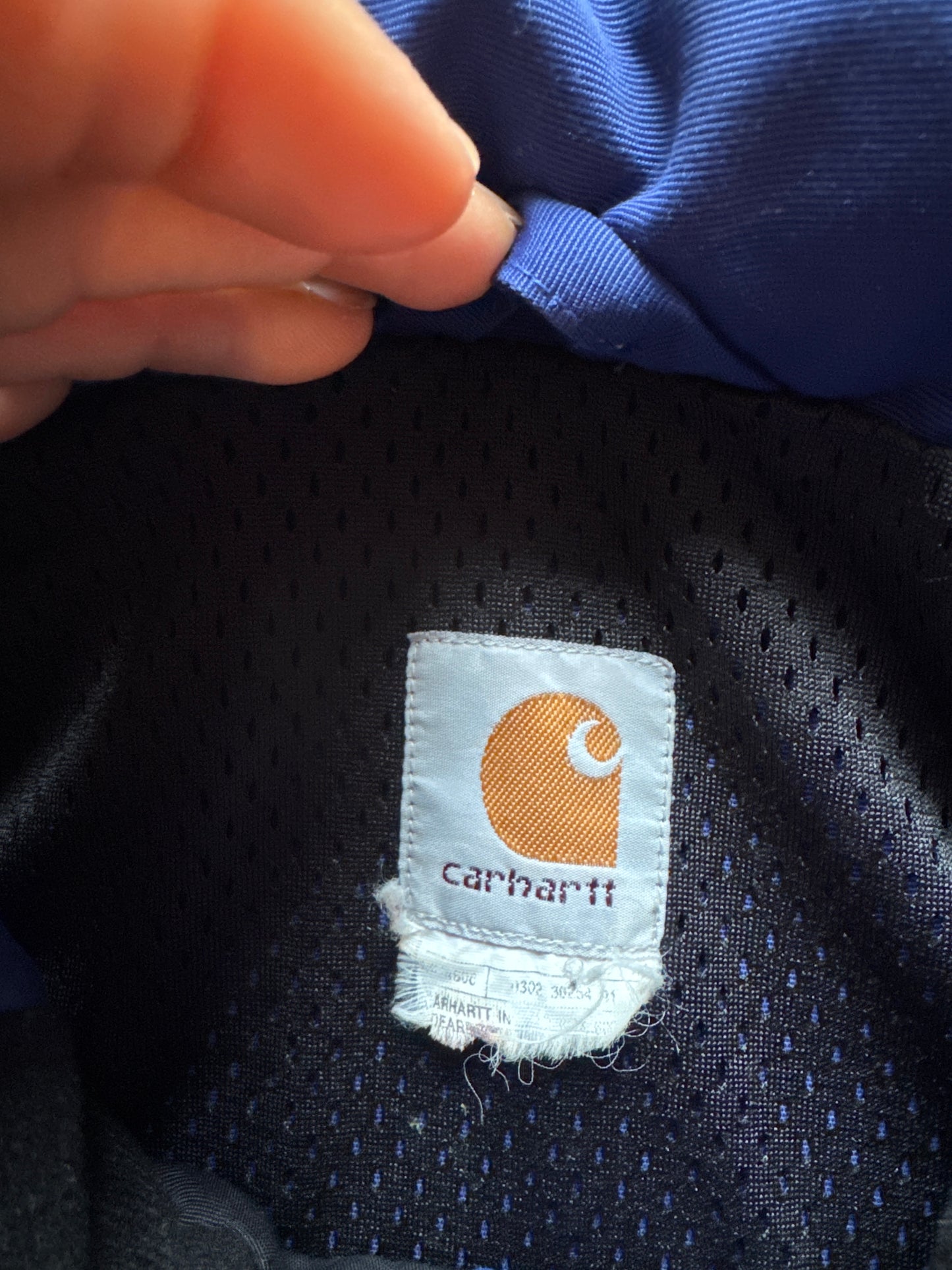 Carhartt Hooded Logo Blue Raincoat Jacket