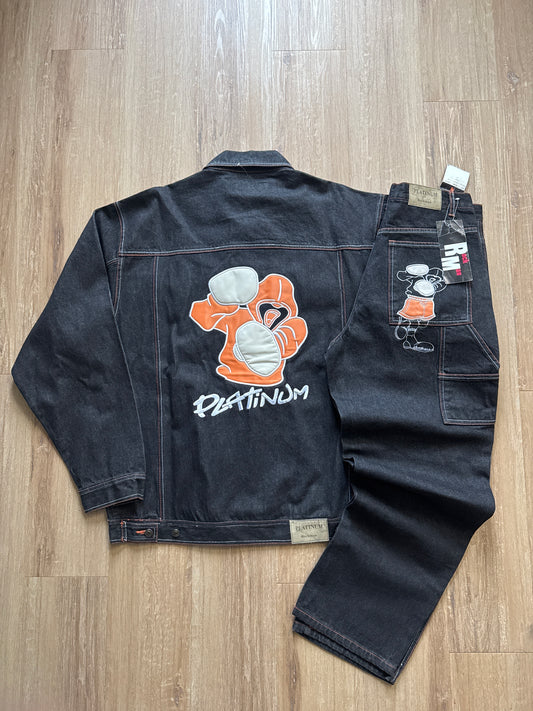 Y2K Platunim Boxer Baggy Denim Set