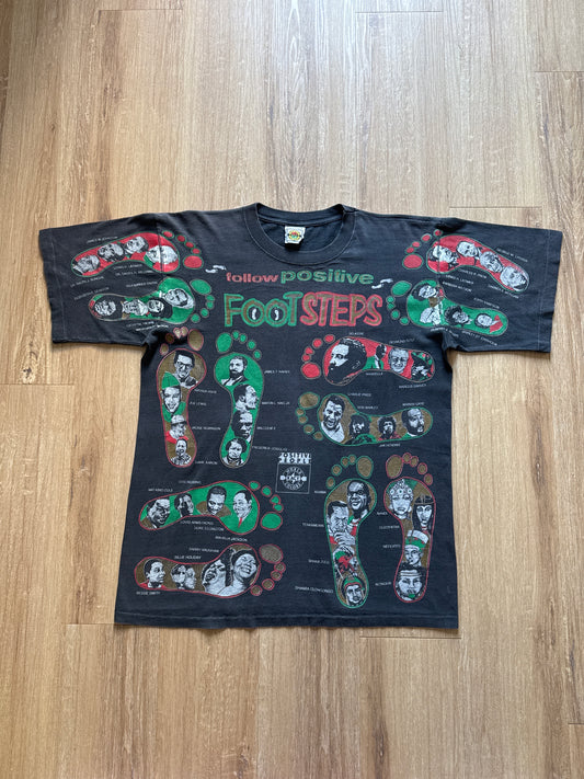 Vintage 90s Follow Positive Foot Steps Black History Tee