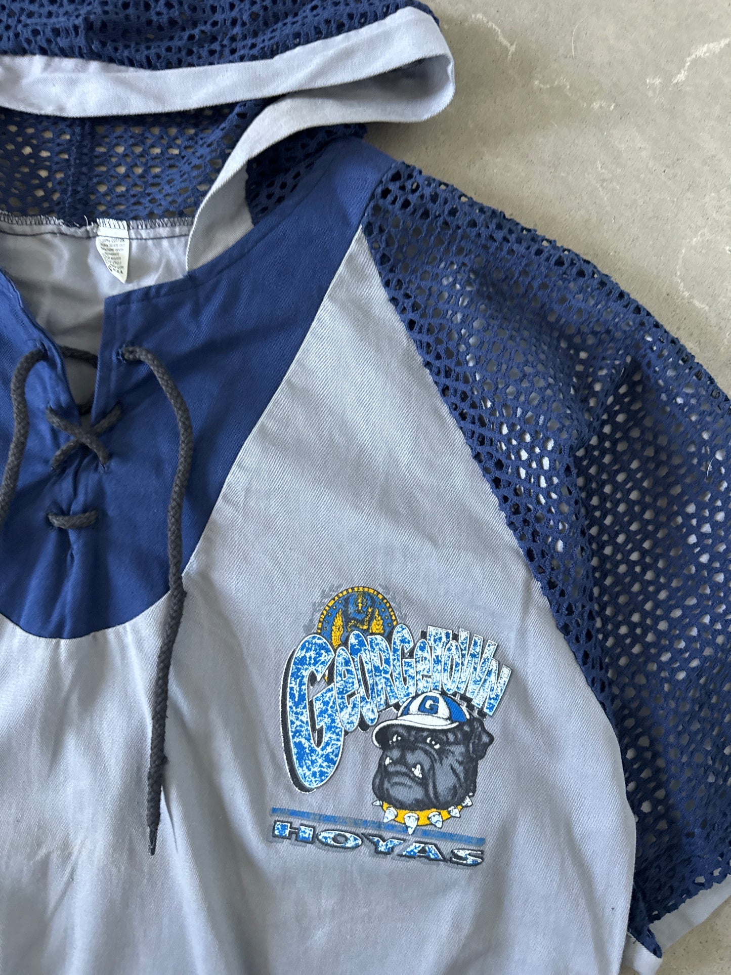 Vintage 90s Georgetown University Hoyas Hooded Tee Shorts Set