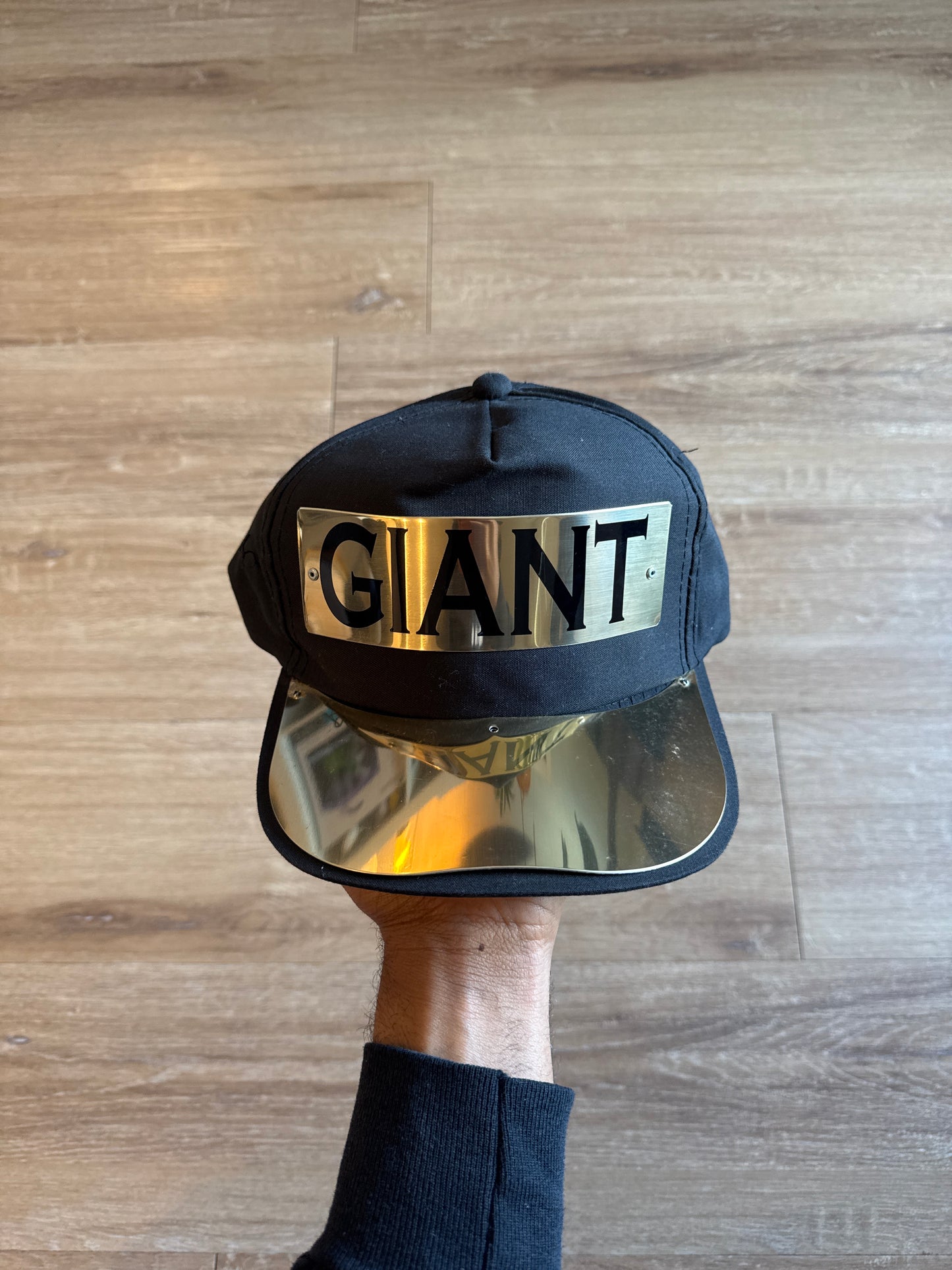 Vintage 90s New York Giants Metal Plate Snap Back Hat