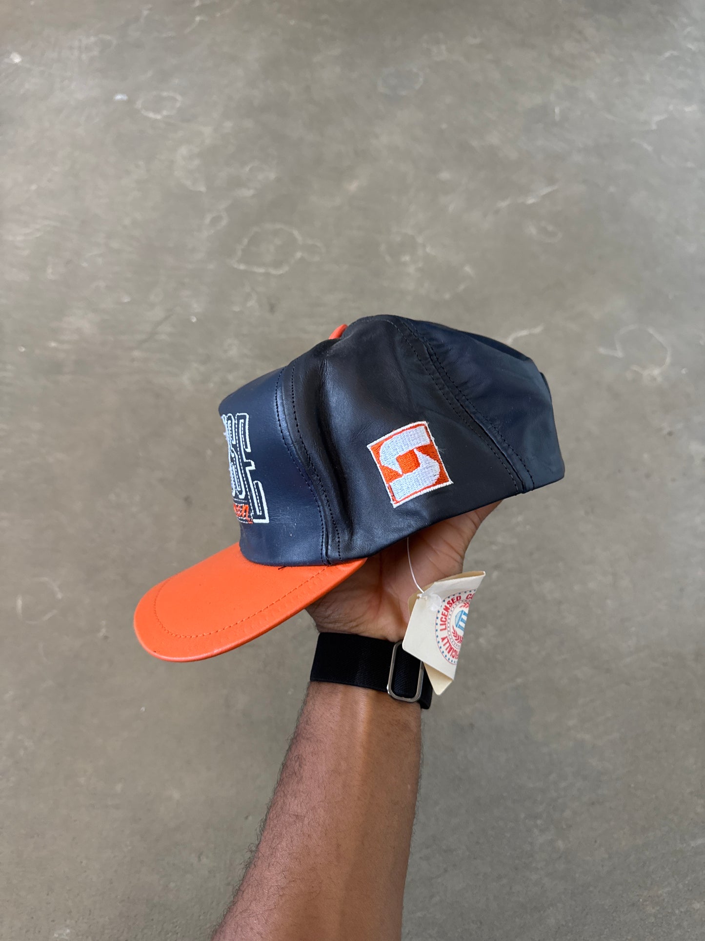 Vintage 90s University Of Syracuse Orangeman Leather Snap Back Hat