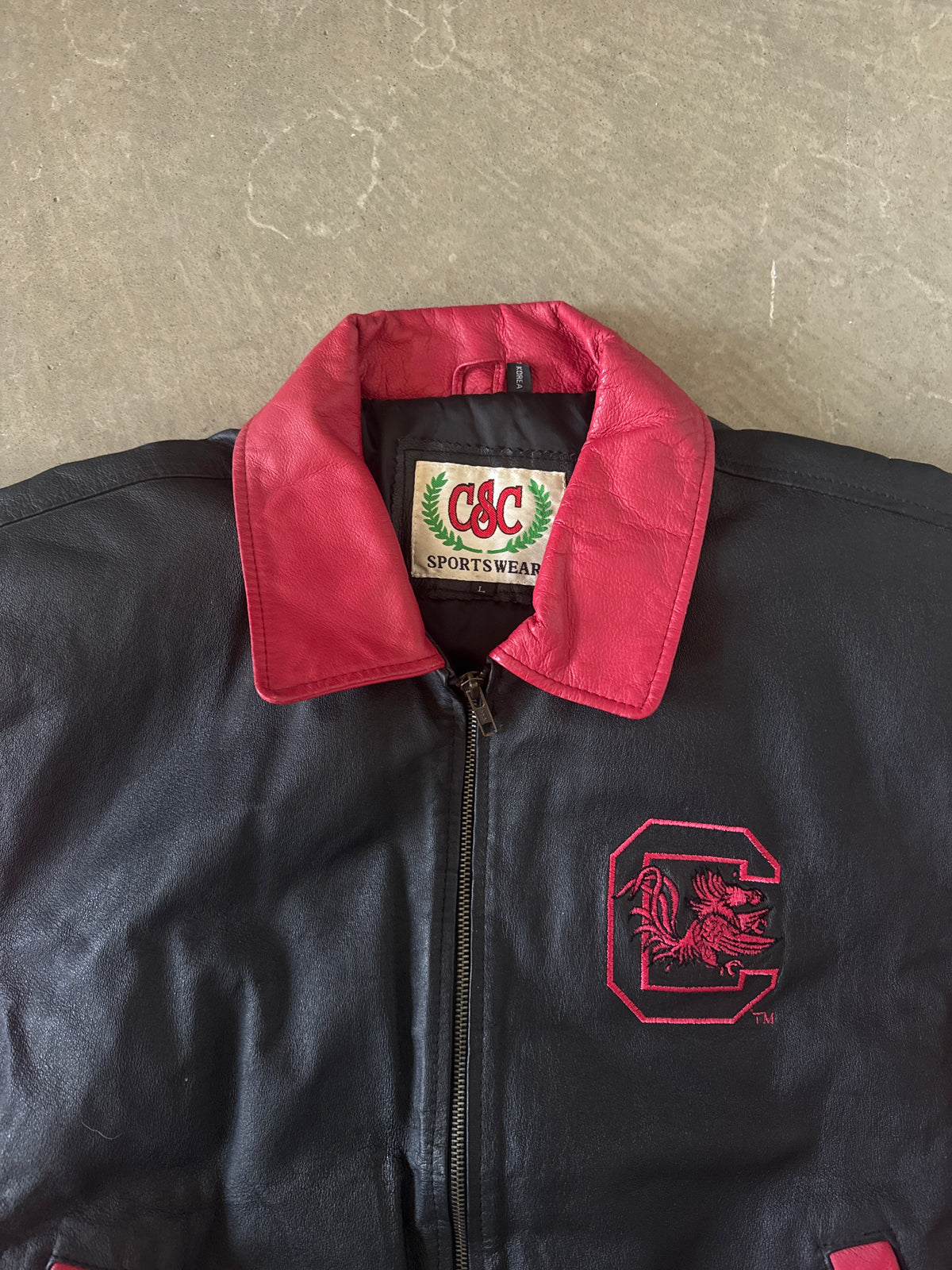 Vintage 90s CSC Sportswear University Of South Carolina Gamecocks Leather Varsity Jacket