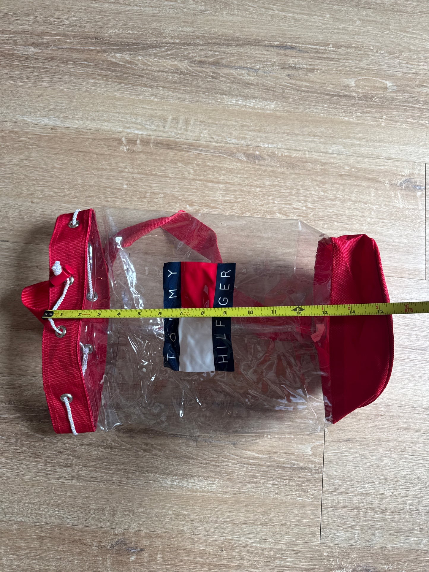 Vintage Tommy Hilfiger Clear Towel Drawstring Tote Shoulder Bag Backpack