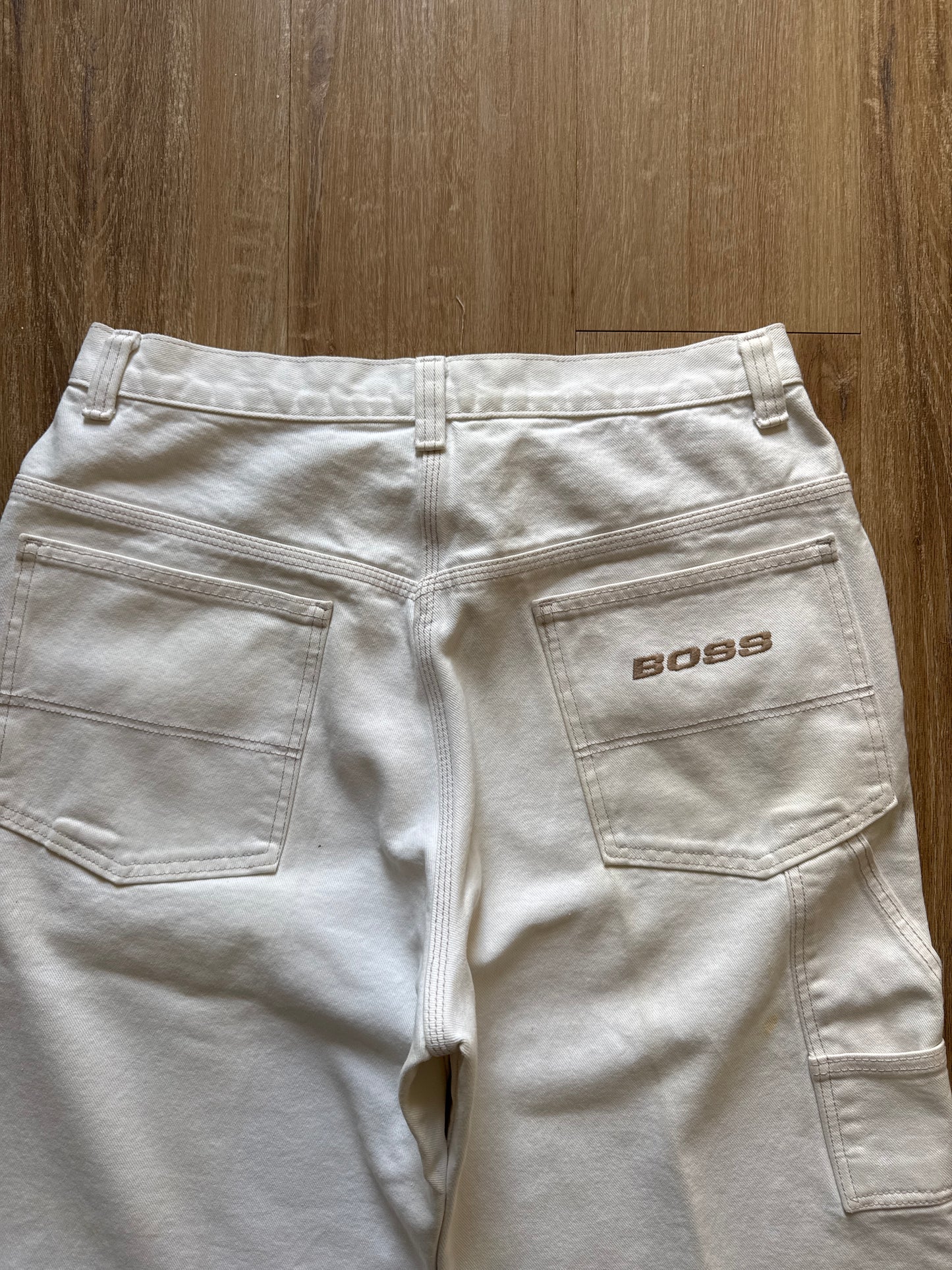 Vintage Boss Denim Cream Baggy Jeans