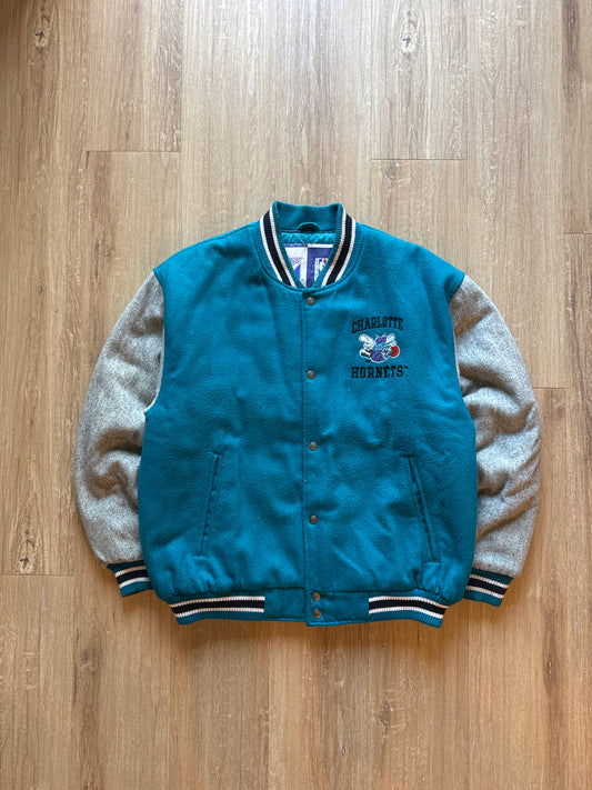 Vintage Logo 7 Charlotte Hornets Fleece Puffer Varisty Jacket