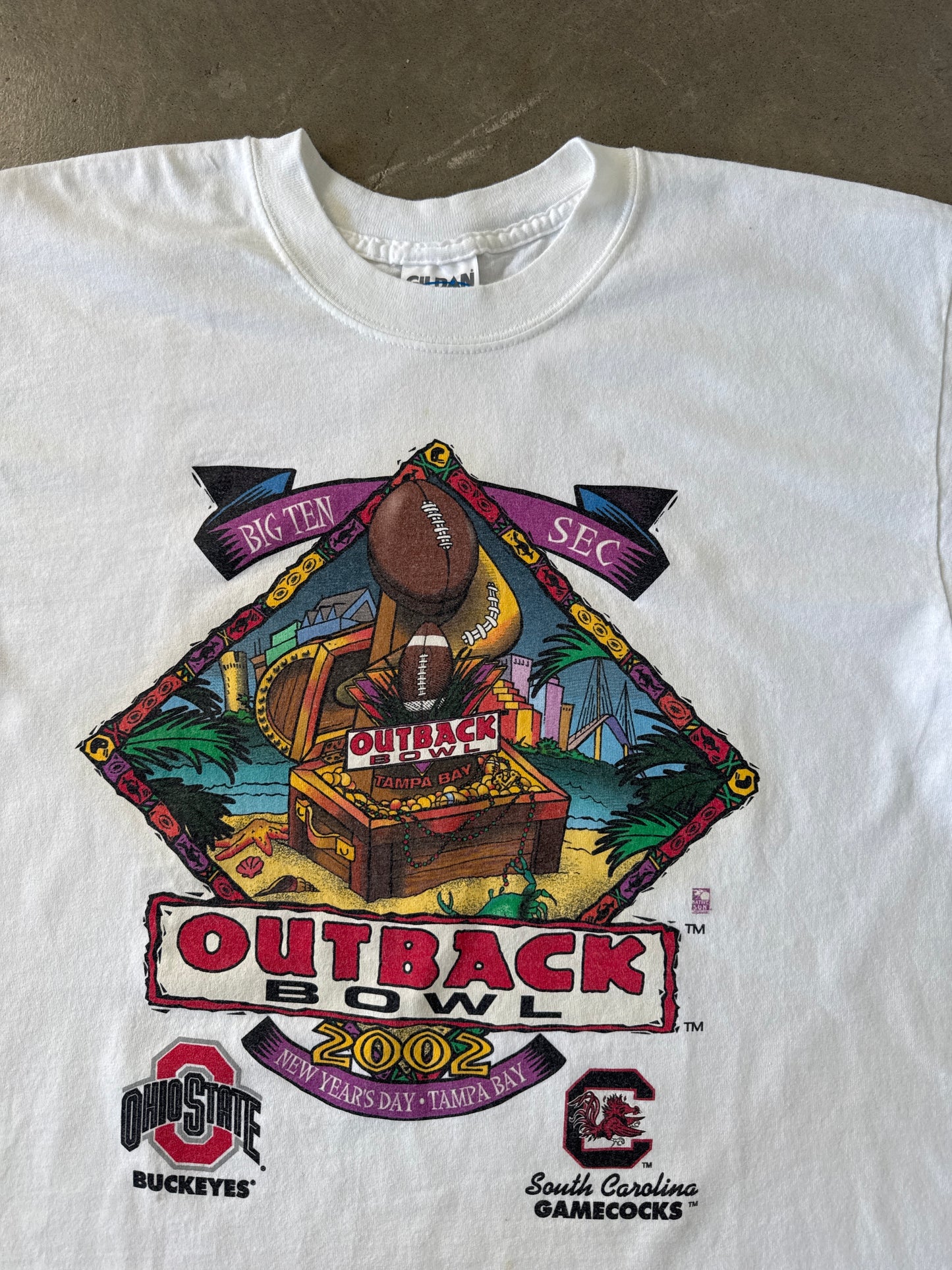 Vintage 2002 Outback Bowl University Of South Carolina Gamecocks Ohio State Tee