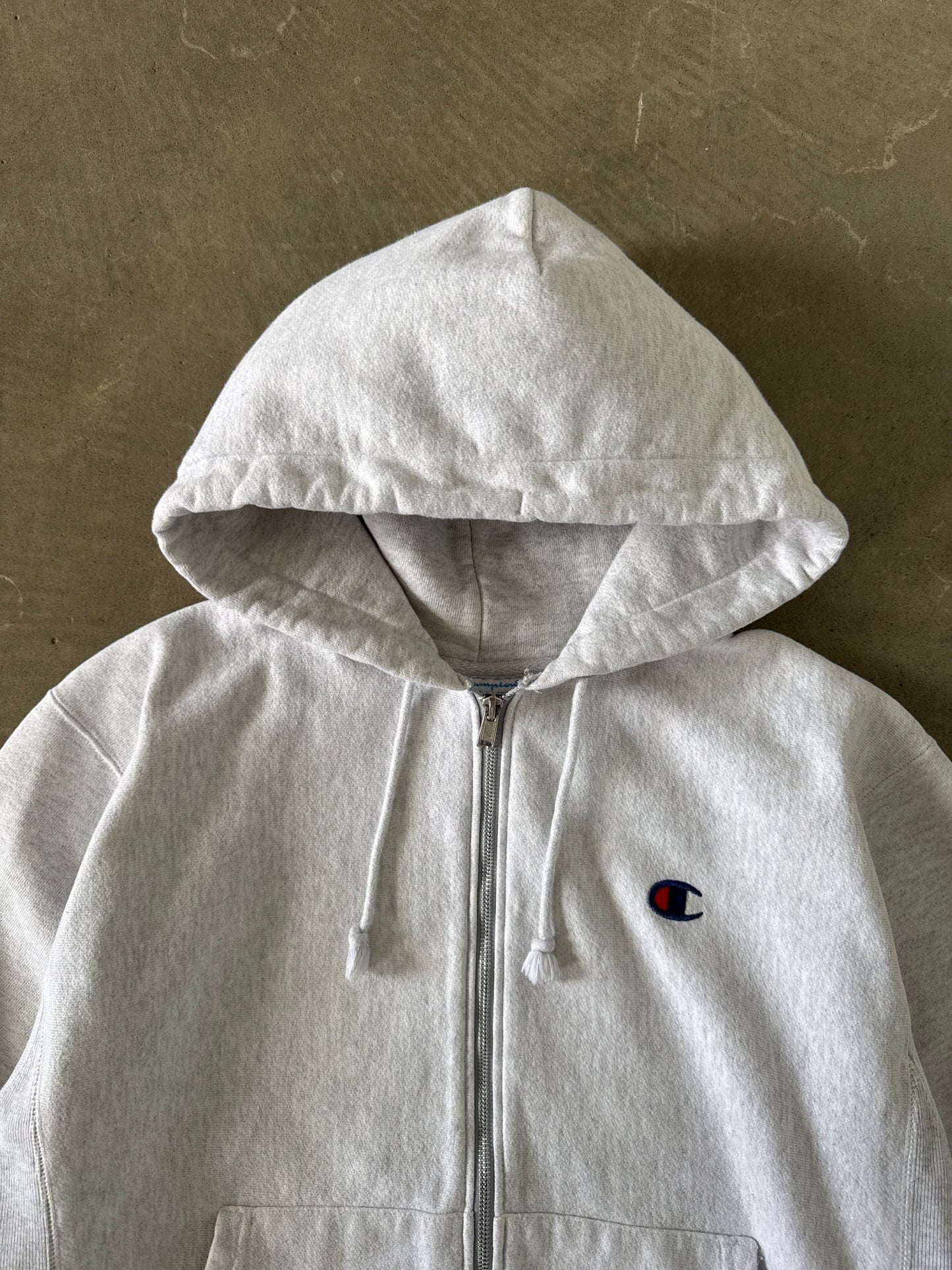 Vintage Champion Reverse Weave Heather Grey Hooded Zip Up