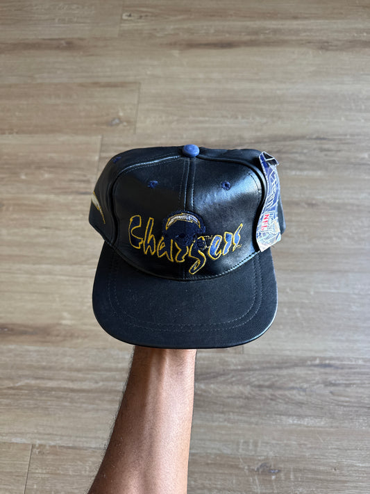 Vintage 90s San Diego Chargers Leather Strapback Hat