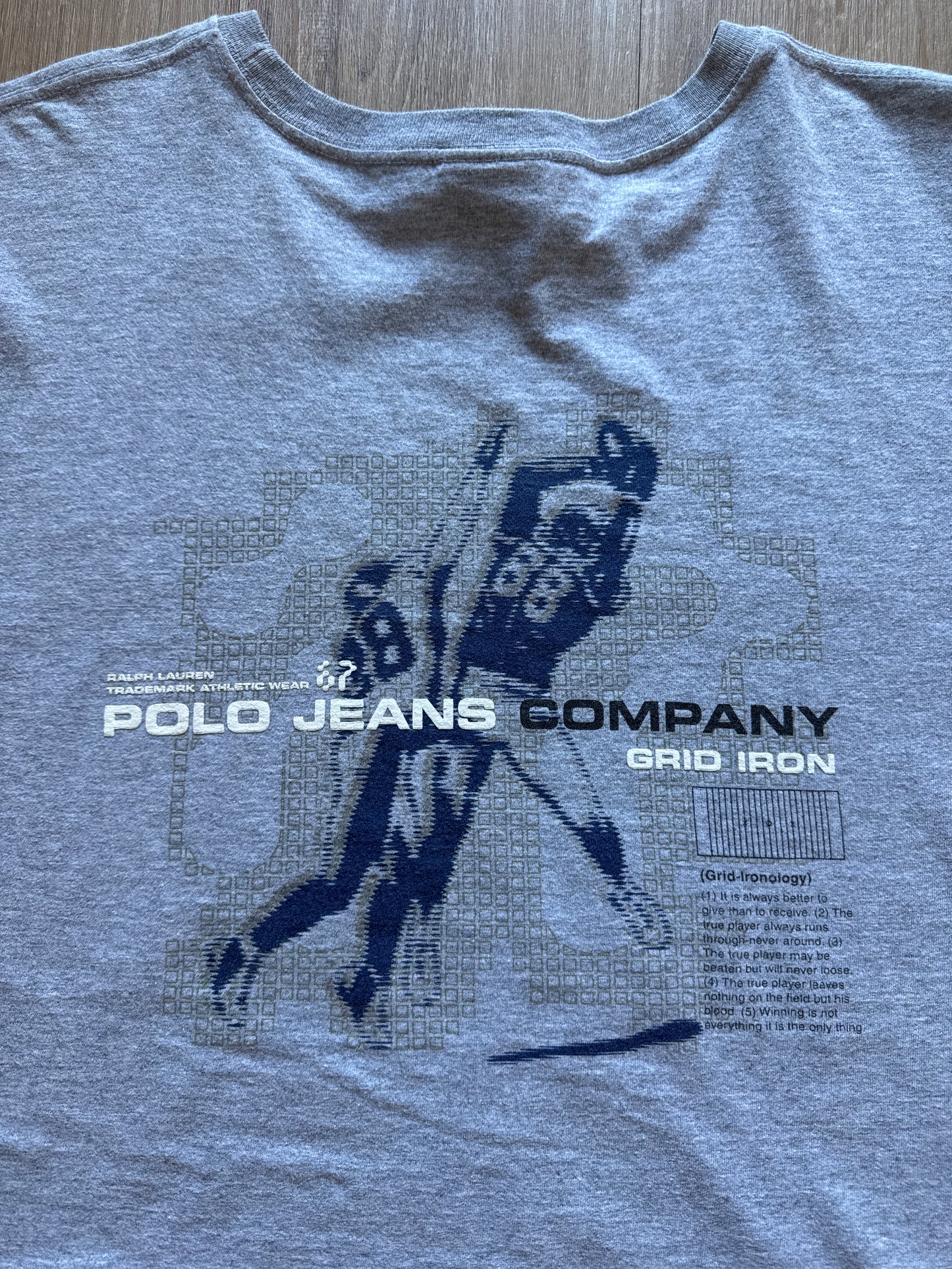 Vintage Ralph Lauren Polo Jeans Co. Grid Iron Ironology Long Sleeve Tee