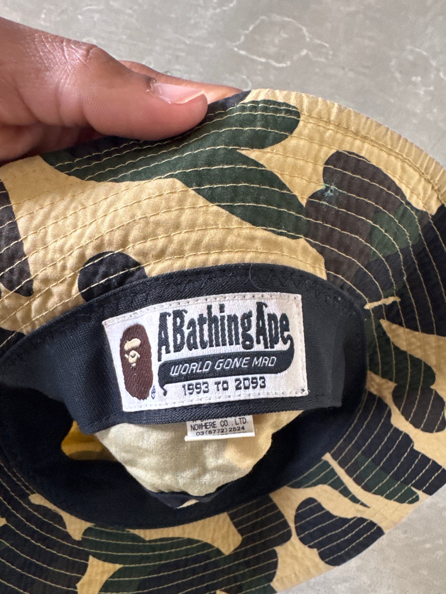 A Bathing Ape Bape 1st Camo Apehead Nylon Crusher Bucket Hat