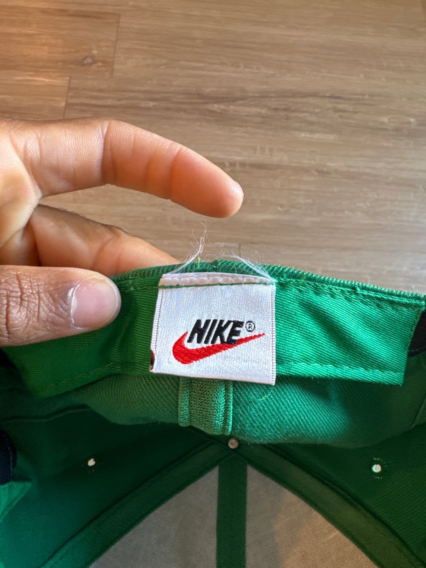 Vintage 90s Nike Logo Teal Elastic Fitted Hat