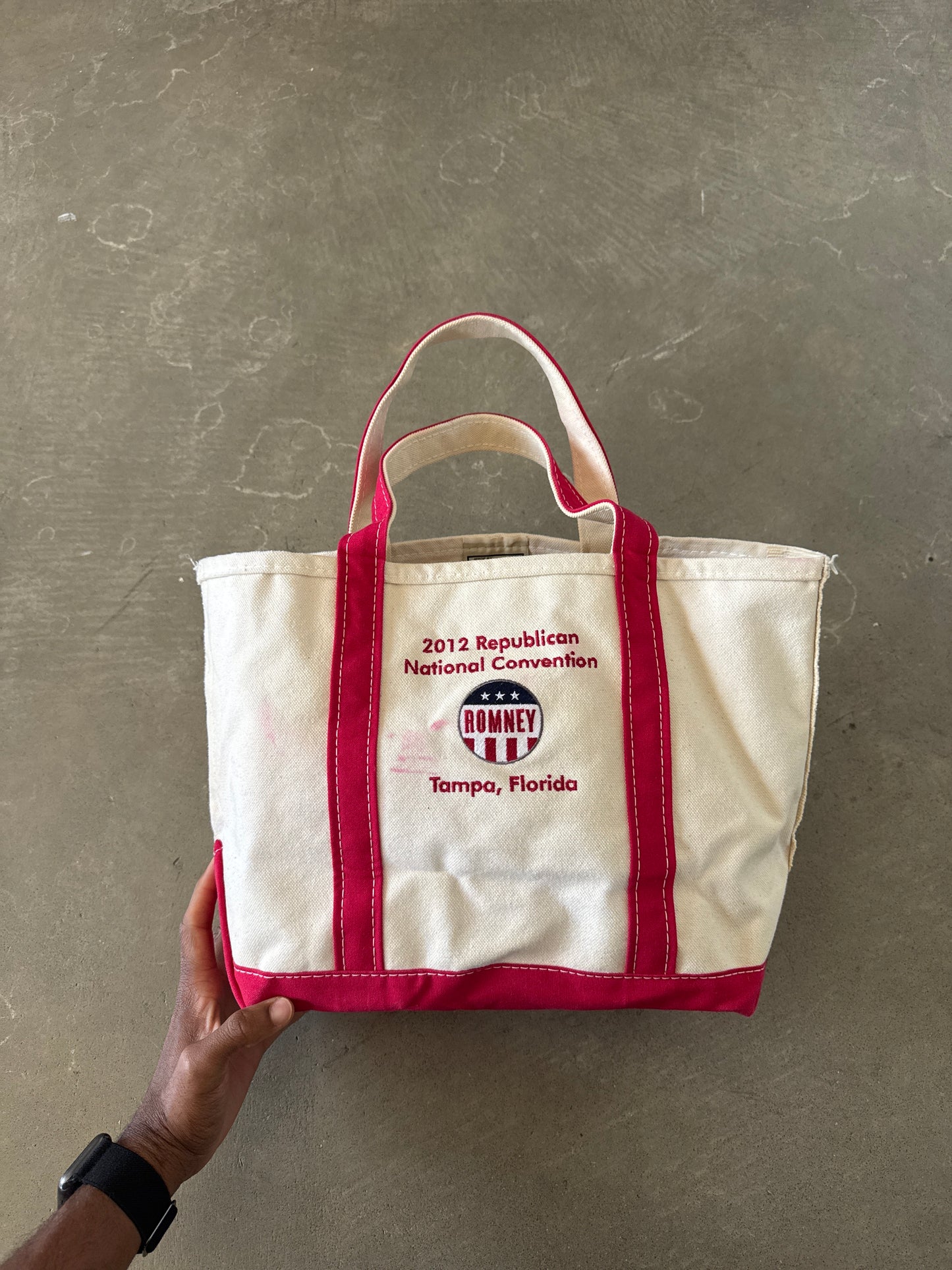 Vintage L.L. Bean Red Canvas Boat & Tote Bag