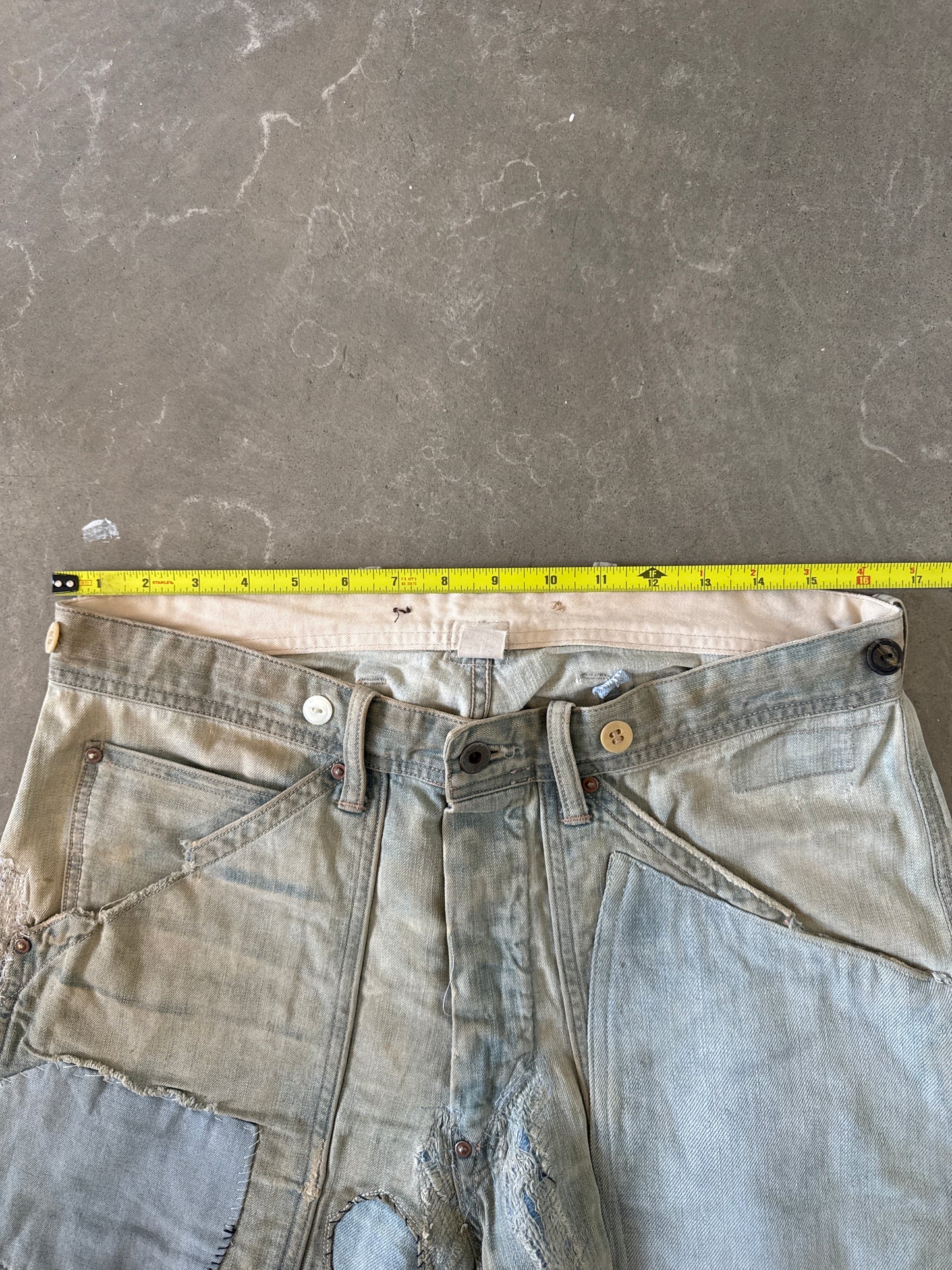 RRL by Polo Ralph Lauren Indigo Distressed Patchwork Selvedge Denim Jeans