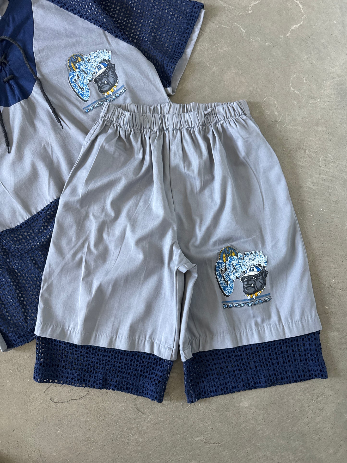 Vintage 90s Georgetown University Hoyas Hooded Tee Shorts Set