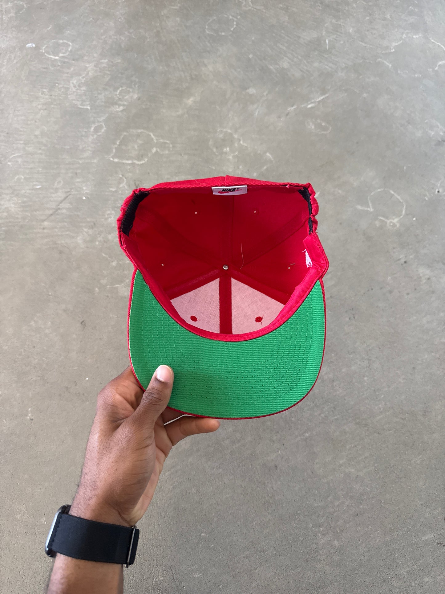 Vintage 90s Nike Logo Red Elastic Fitted Hat