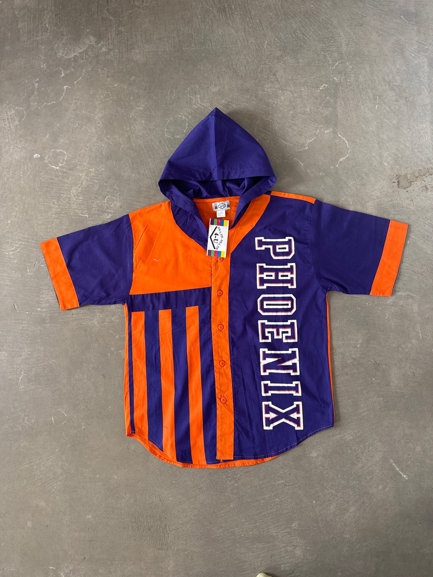 Vintage 90s Phoenix Suns Striped Hooded Tee Shorts Set