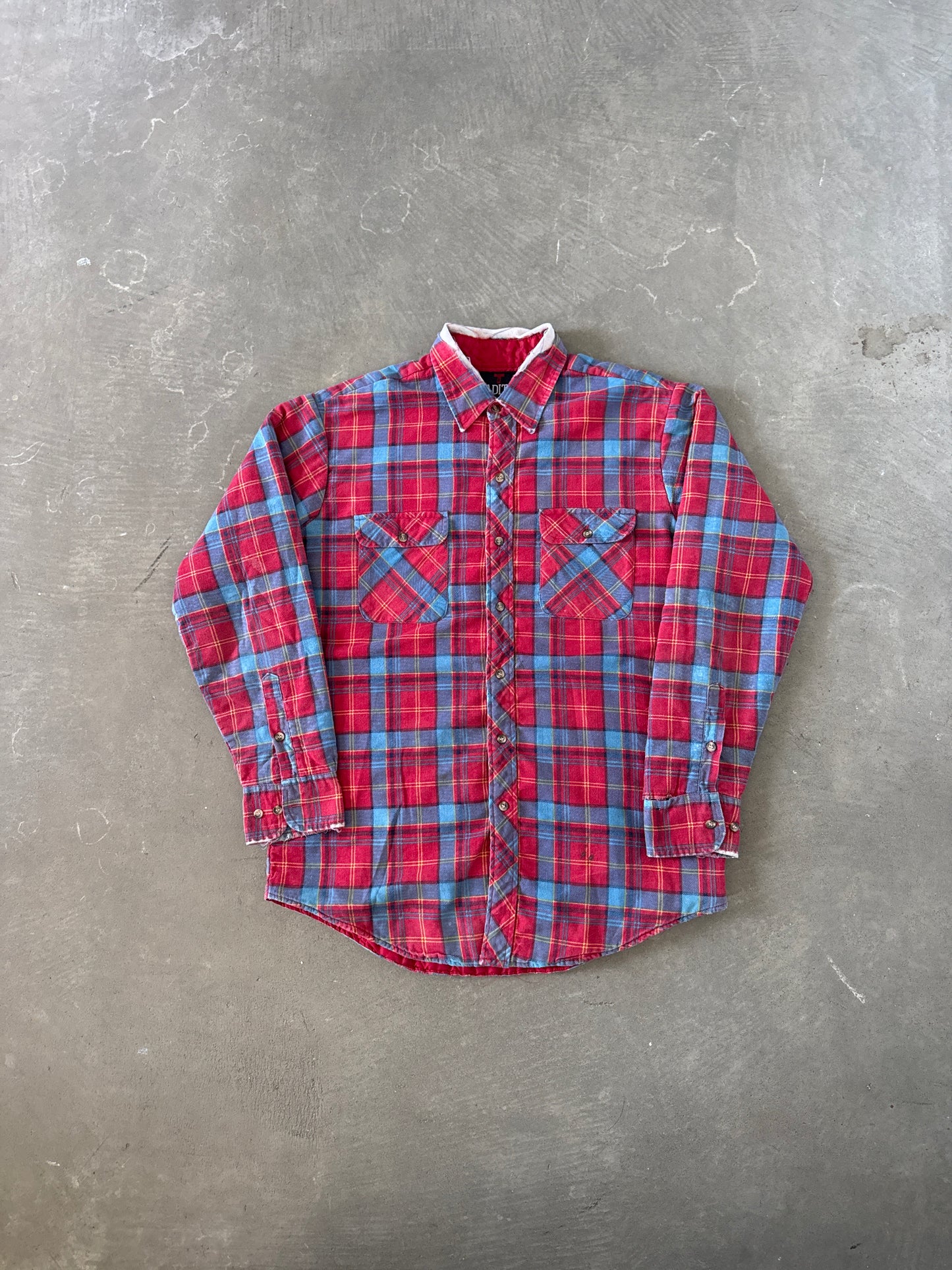 Vintage 90s Tradition Distressed Plaid Quilted Lined Flannel