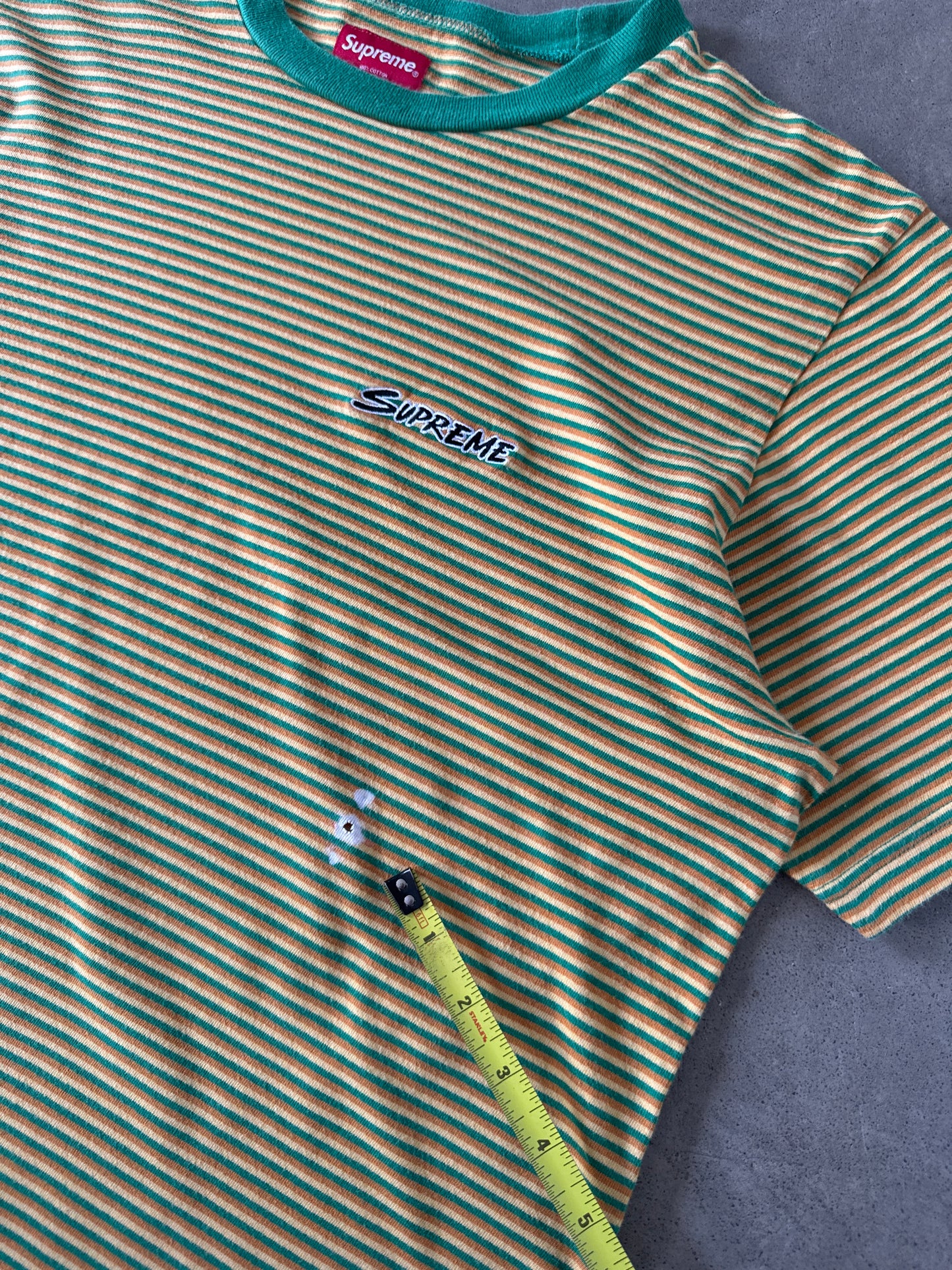 Supreme Multi Stripe Yellow Green Tee