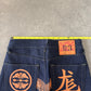 Evisu Orange Dog Japanese Art Selvedge Denim Jeans