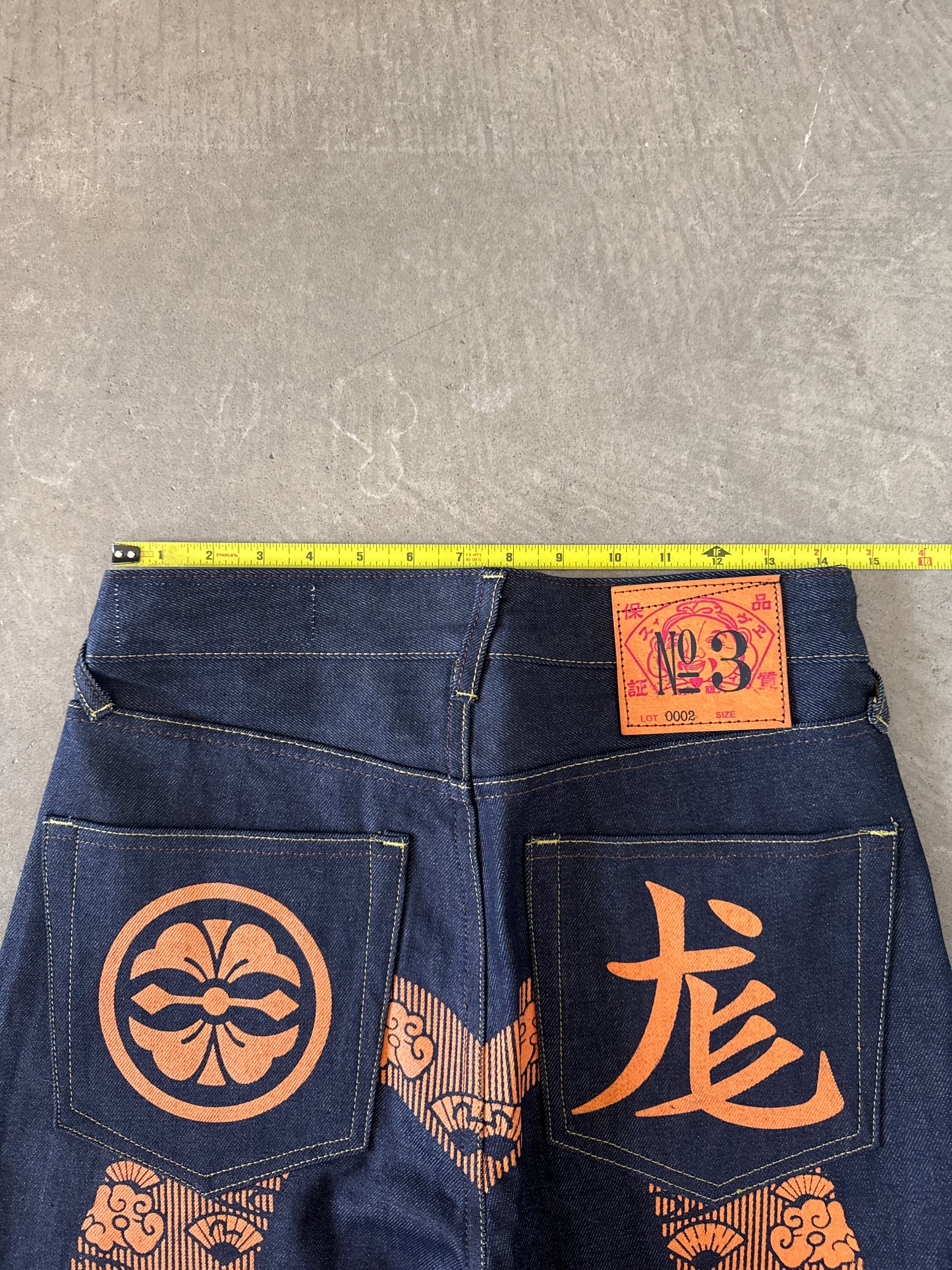 Evisu Orange Dog Japanese Art Selvedge Denim Jeans