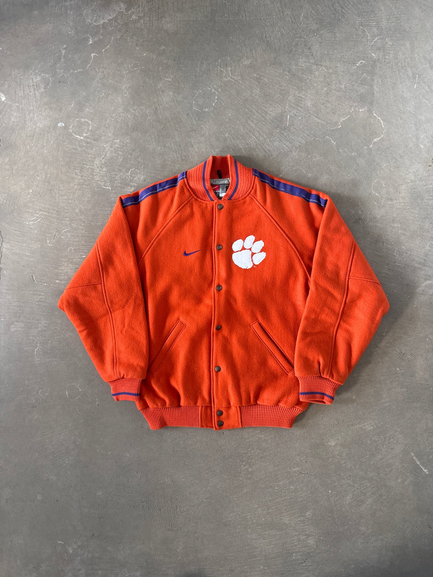 Vintage 90s Nike Clemson University Tigers Embroidered Varsity Jacket