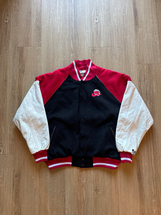 Vintage 90s Nike Force Basketball Snap Button Letterman Varsity