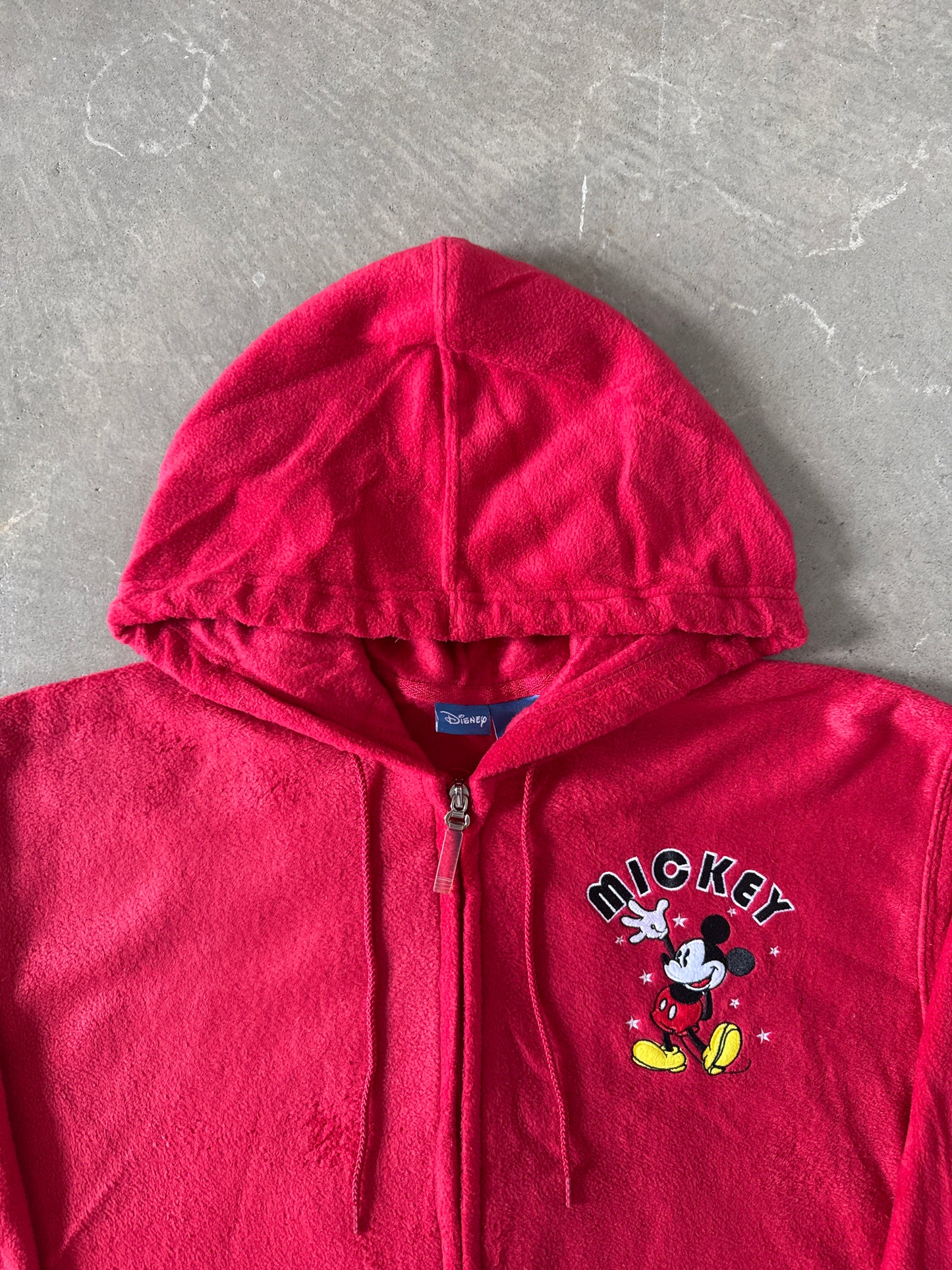 Vintage Disney Mickey Mouse Fleece Embroidered Hooded Zip Up