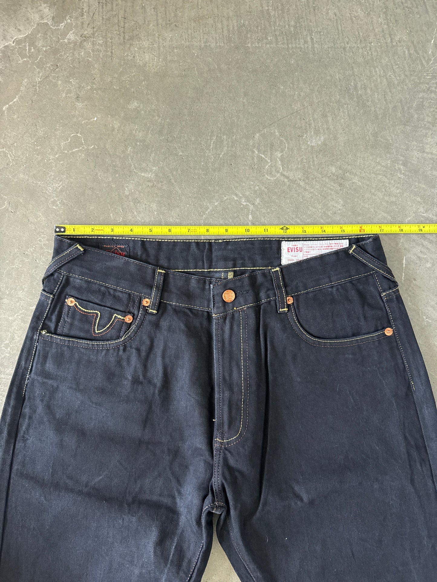 Evisu Embroidered Gray Bull Selvedge Japanese Denim Jeans