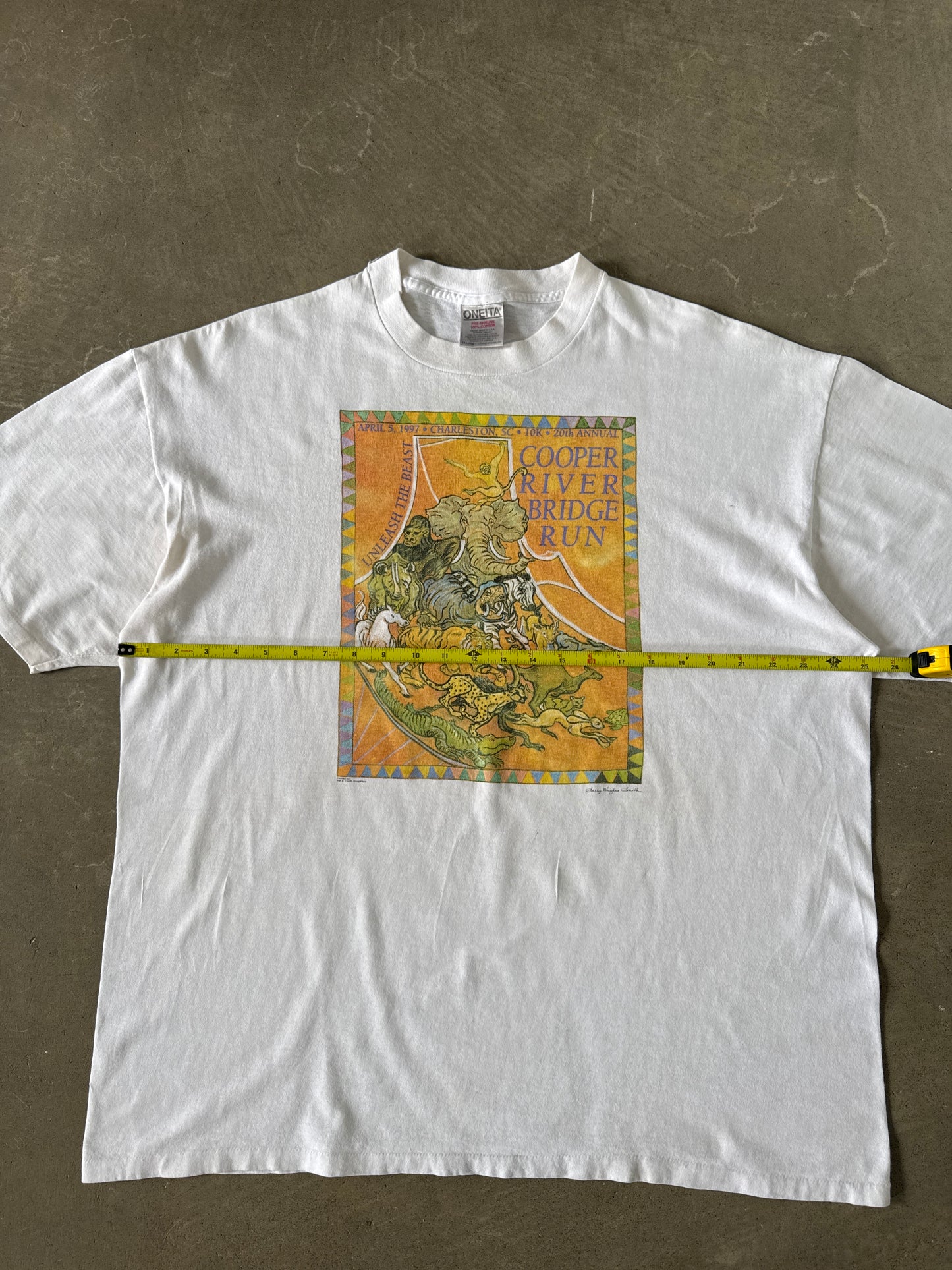 Vintage 1997 Charleston, SC Cooper River Bridge Run Art Tee