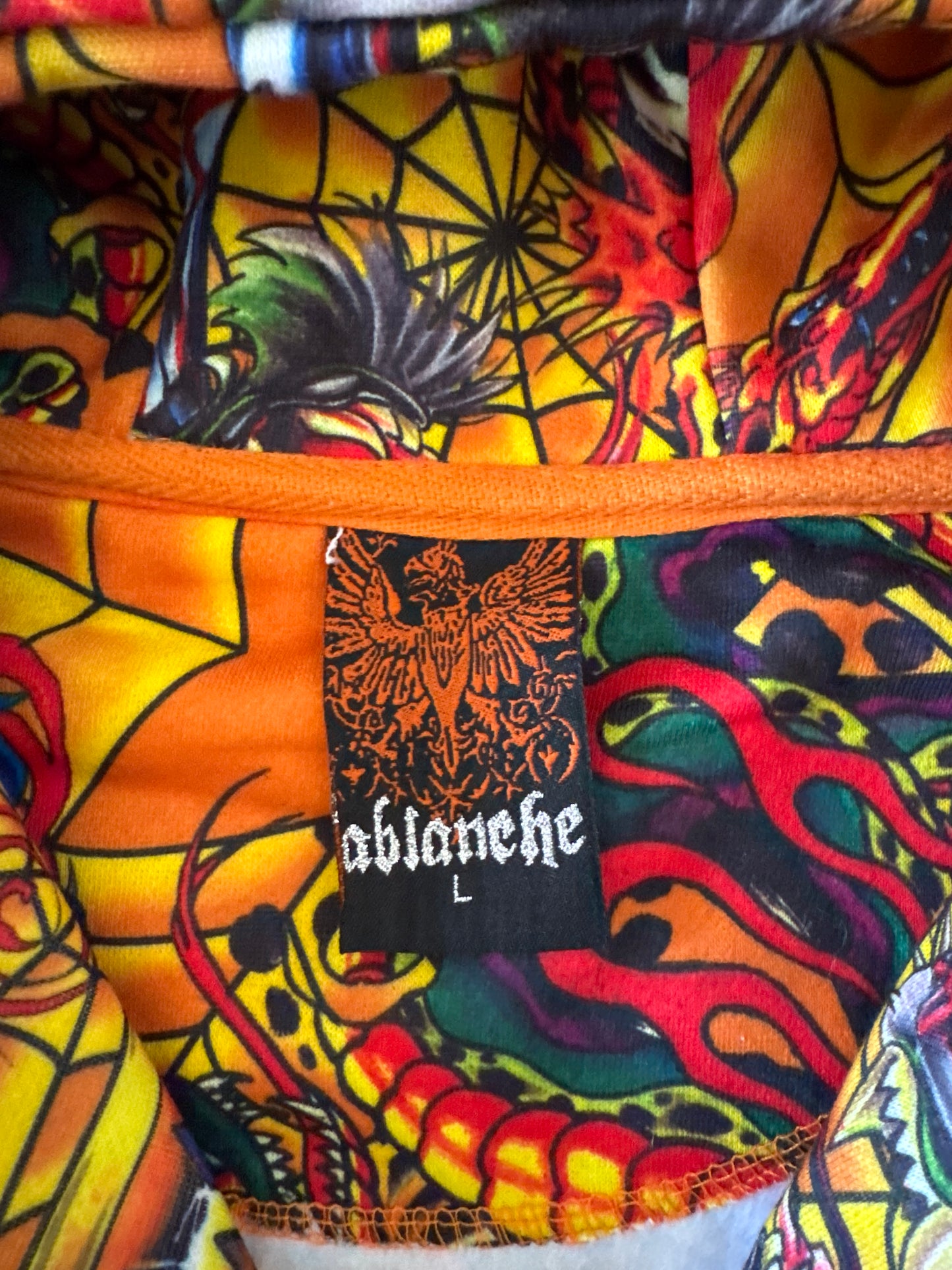Vintage Y2K Ablanche Skull Artistry All Over Print Hooded Zip Up