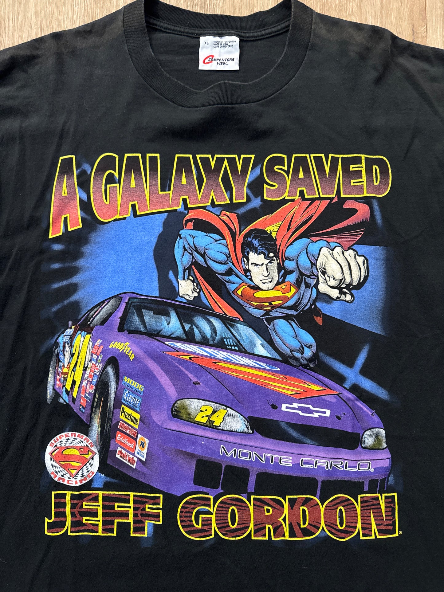 Vintage 1999 Nascar Jeff Gordon Superman A Galaxy Saved Tee